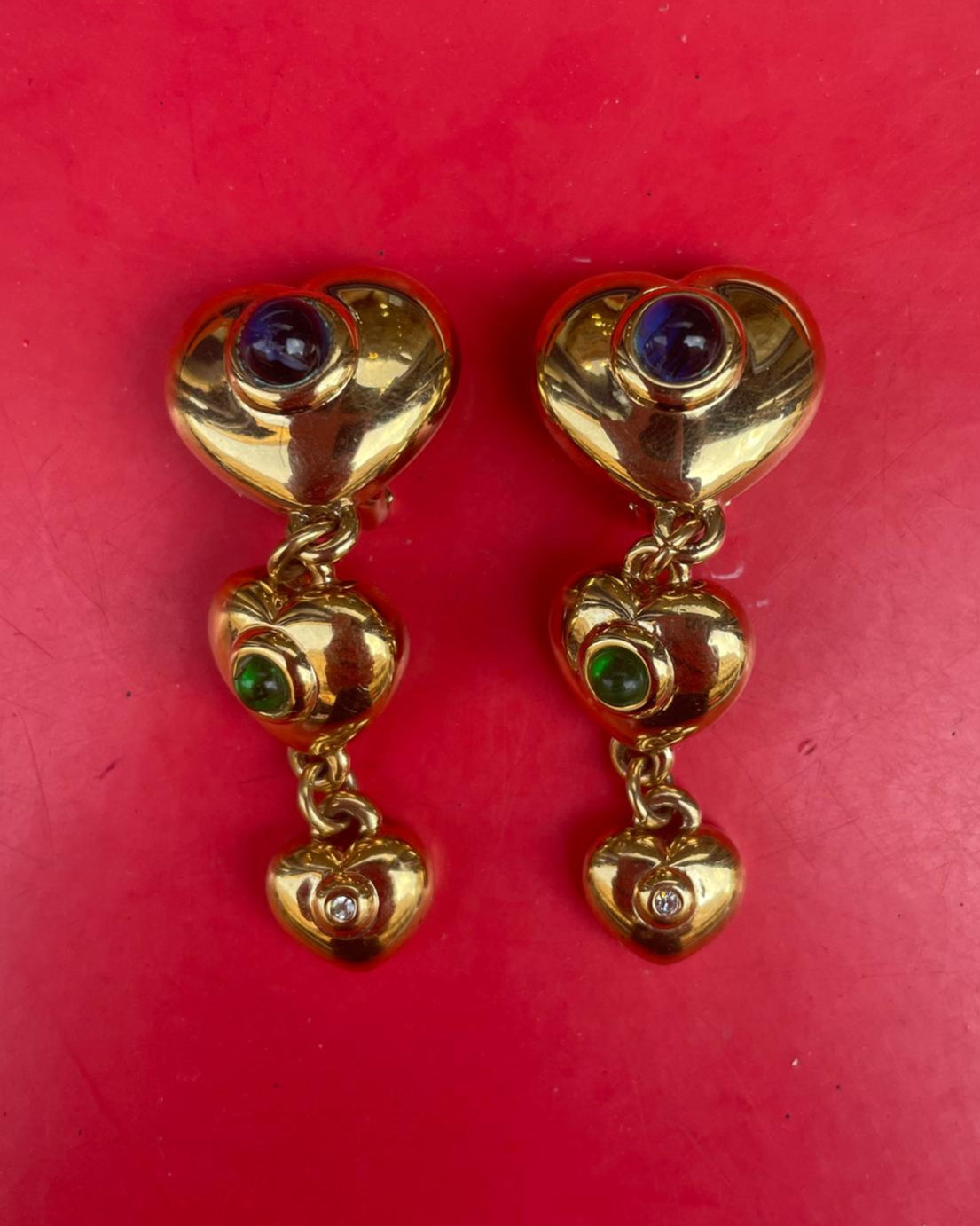 Boucles d'oreilles coeur à strass