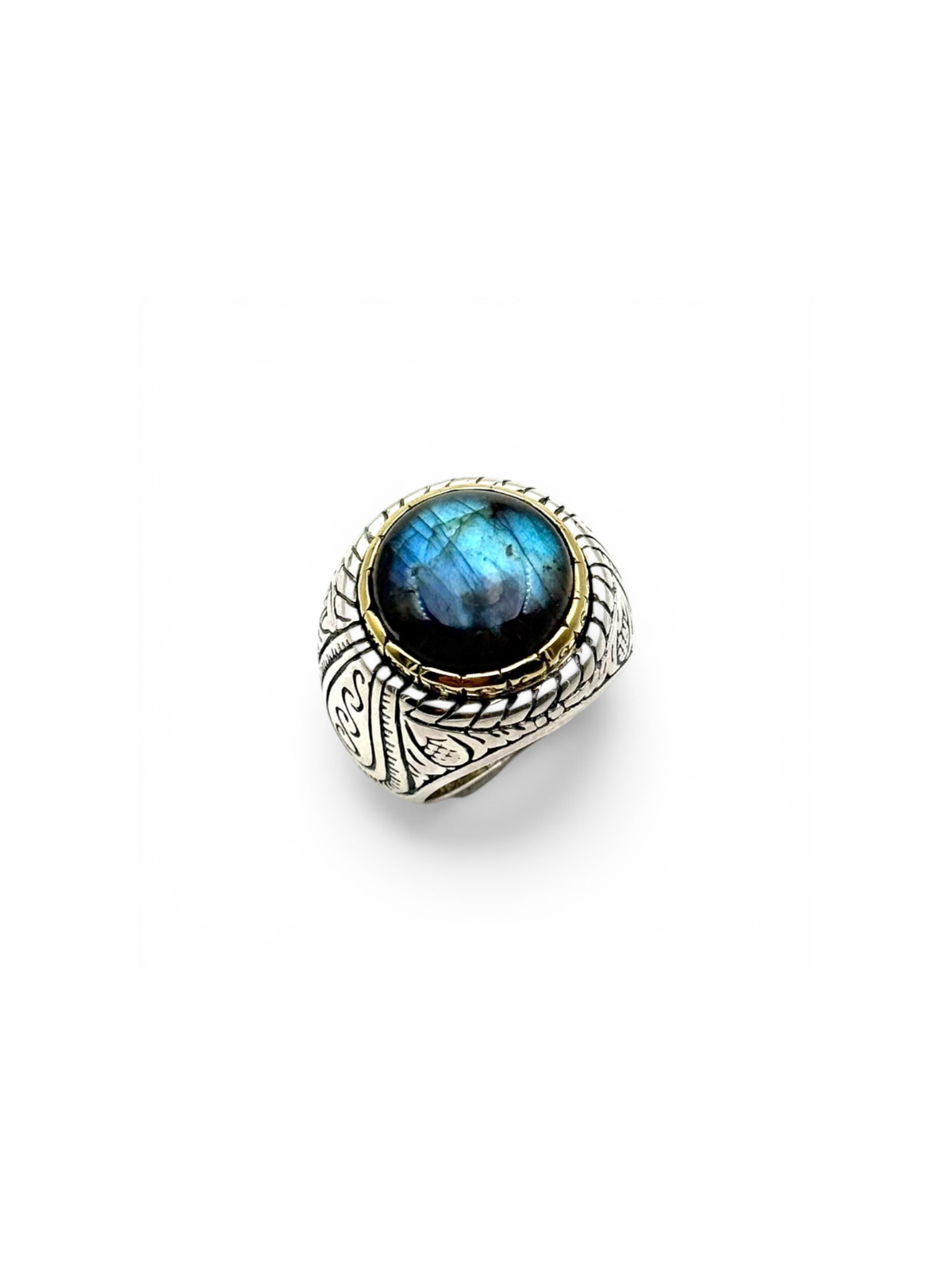 Bague labradorite reflets bleus