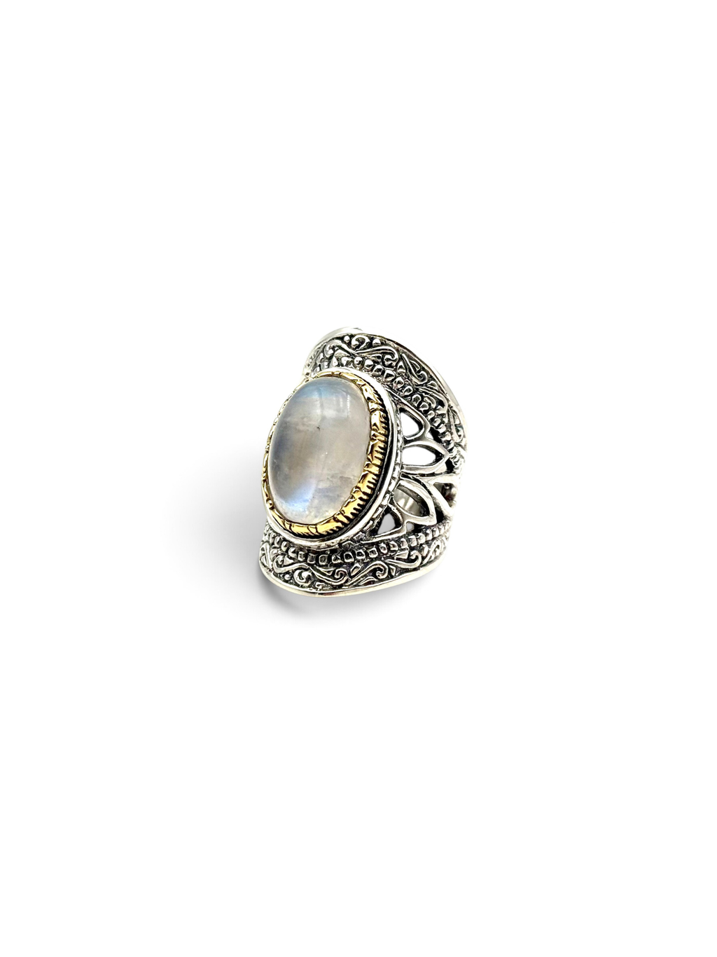 Bague pierre de lune bleue