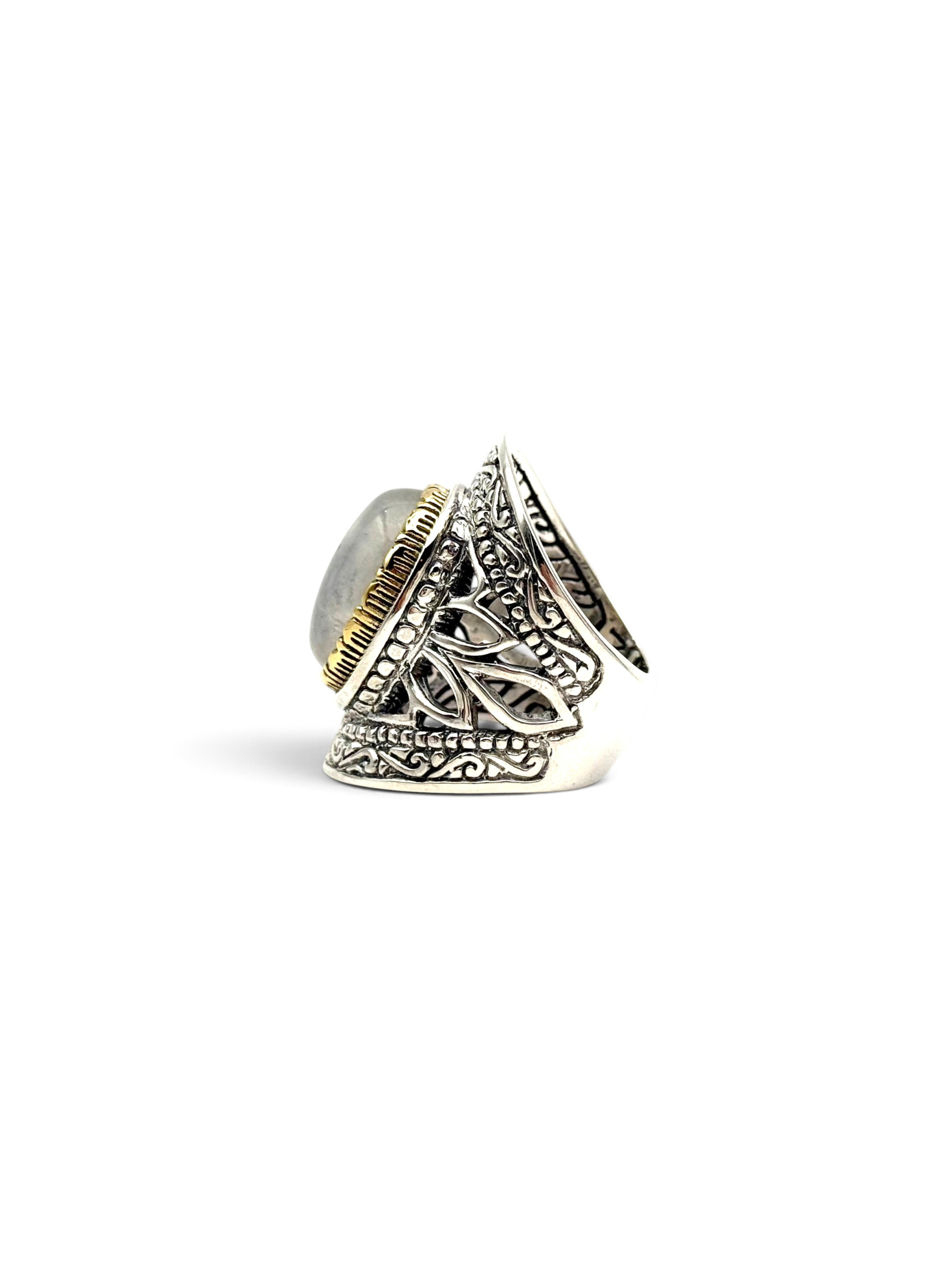 Bague pierre de lune bleue