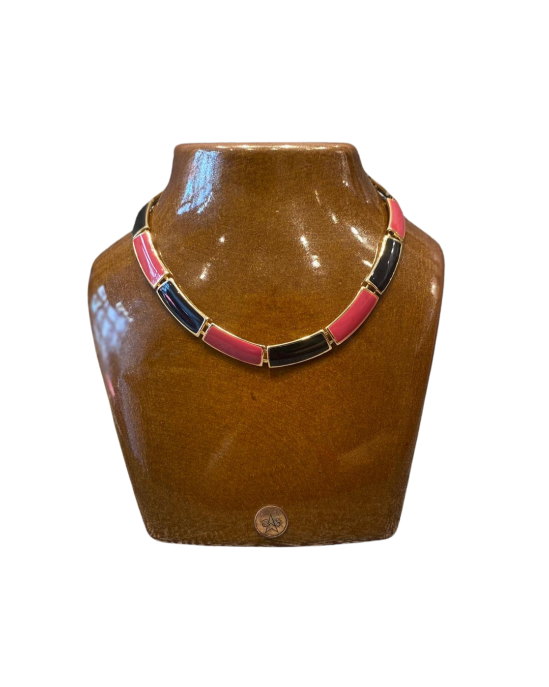 Collier maillons rouge et noir