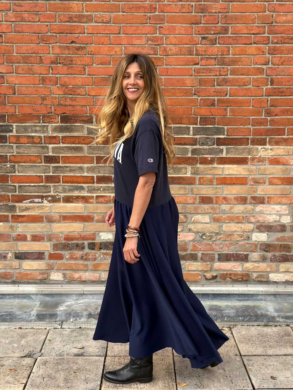 Robe upcyclée Villanova bleu marine