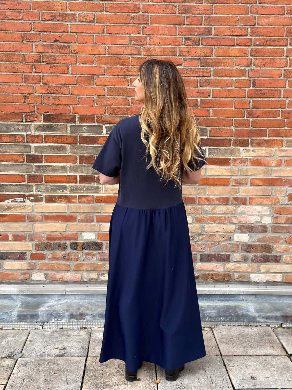 Robe upcyclée Villanova bleu marine