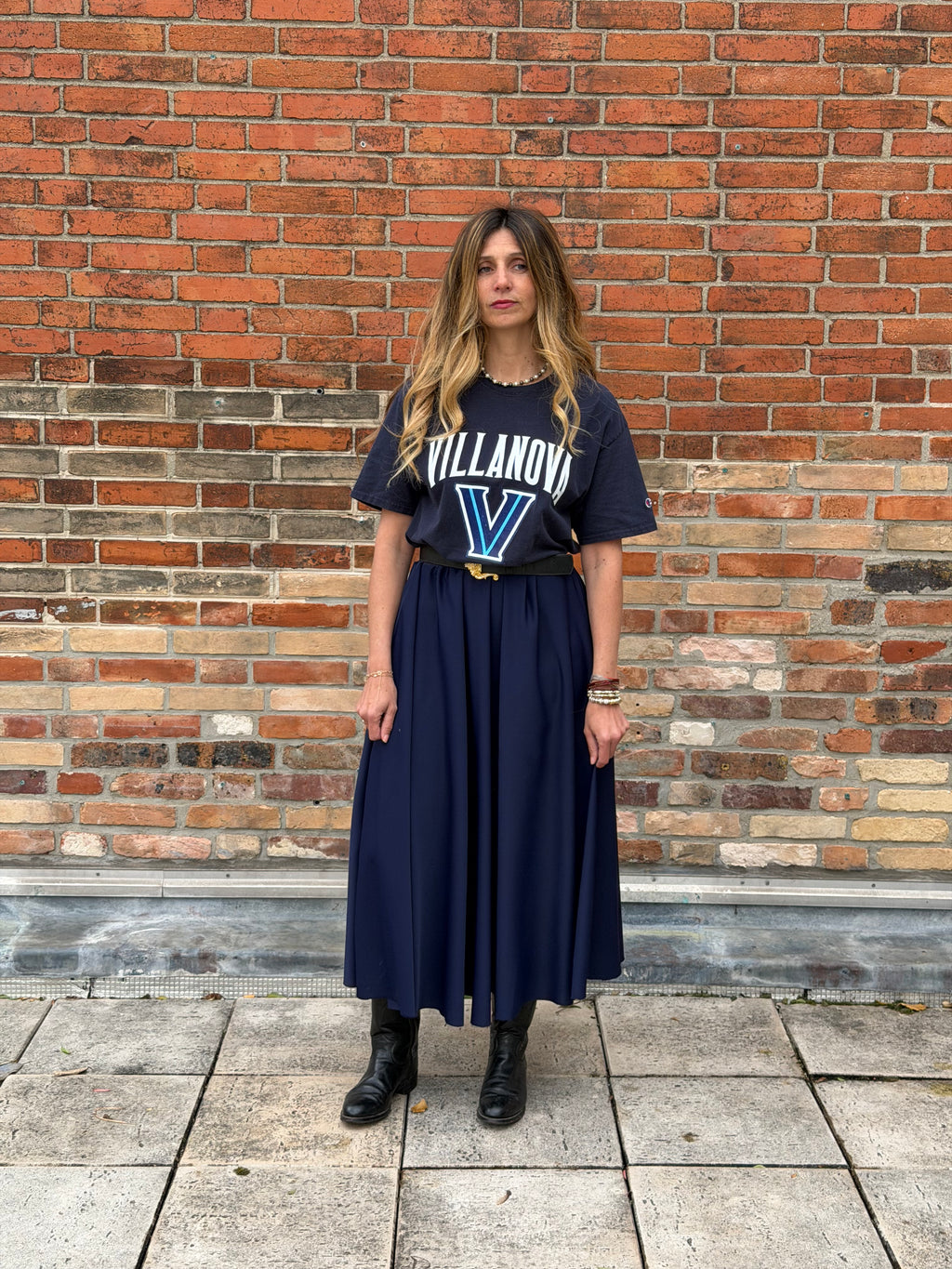 Robe upcyclée Villanova bleu marine