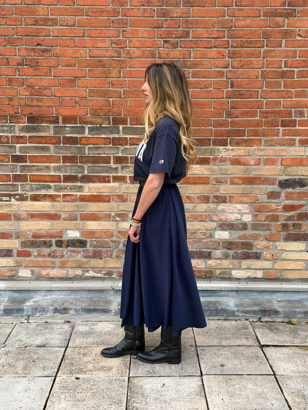 Robe upcyclée Villanova bleu marine