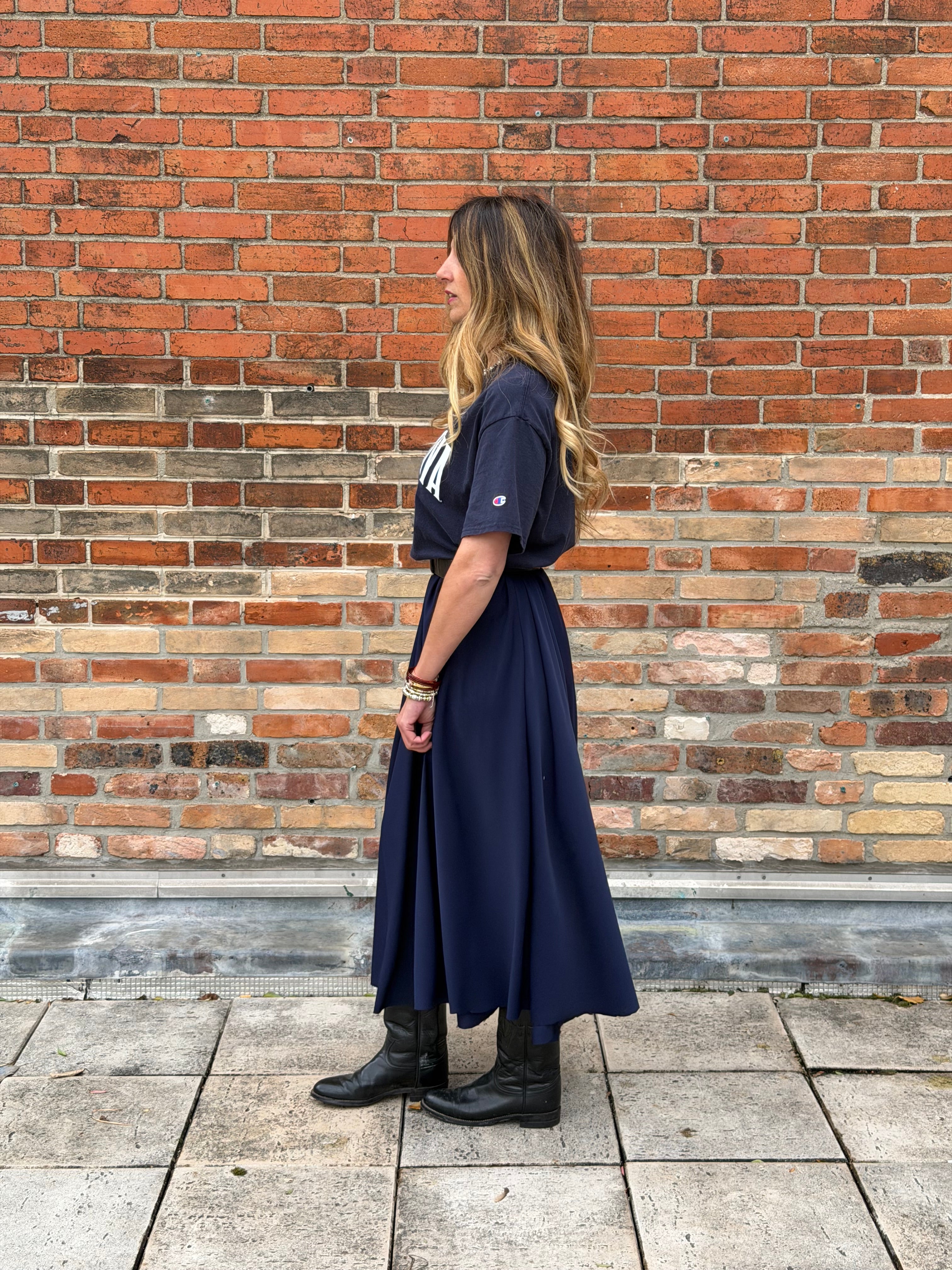 Robe upcyclée Villanova bleu marine