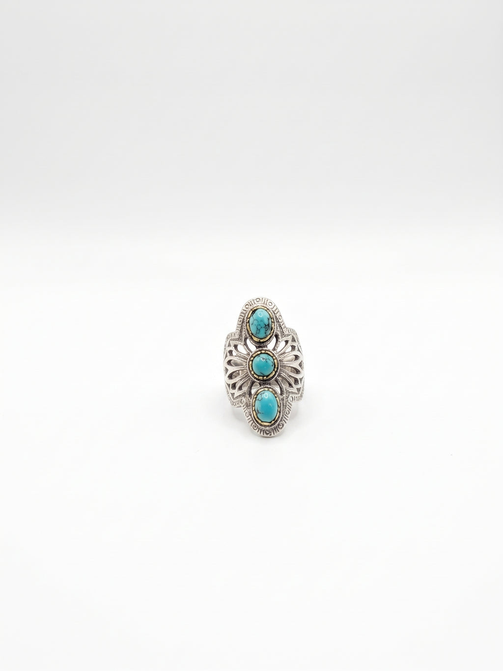 Bague trois turquoises