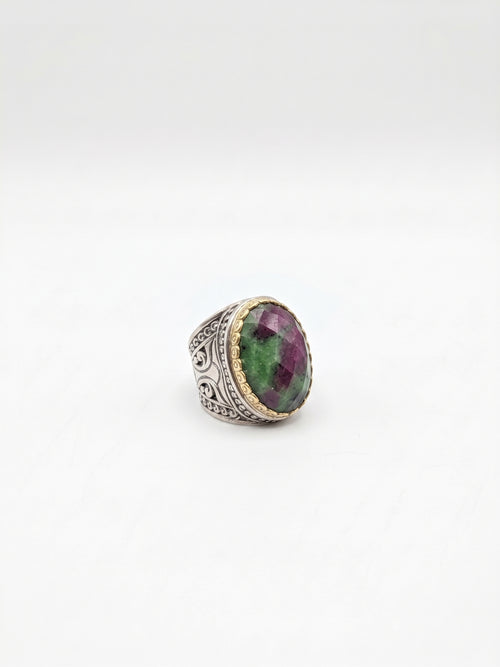 Bague rubis sur zoïsite