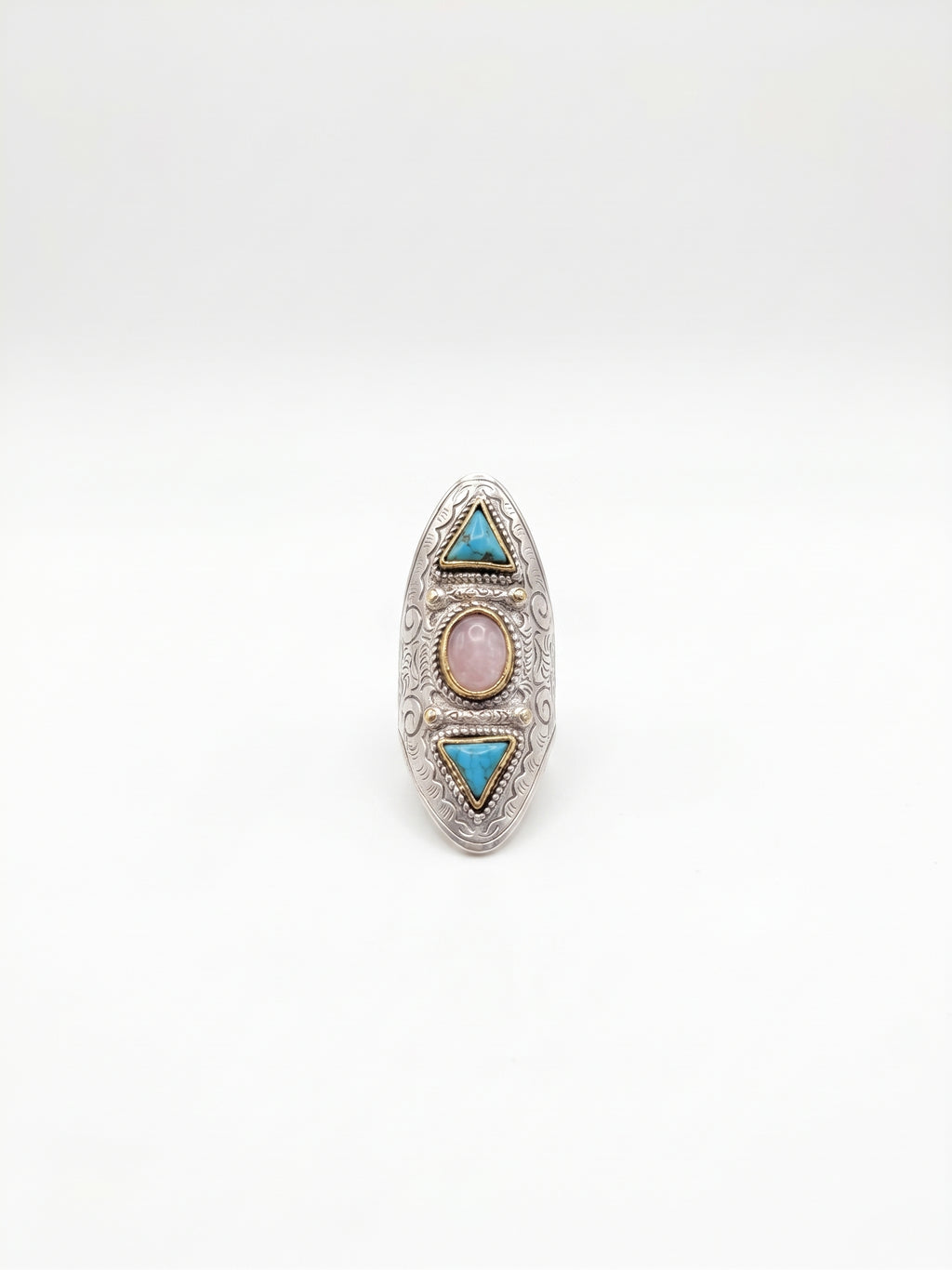 Bague kunzite et turquoise