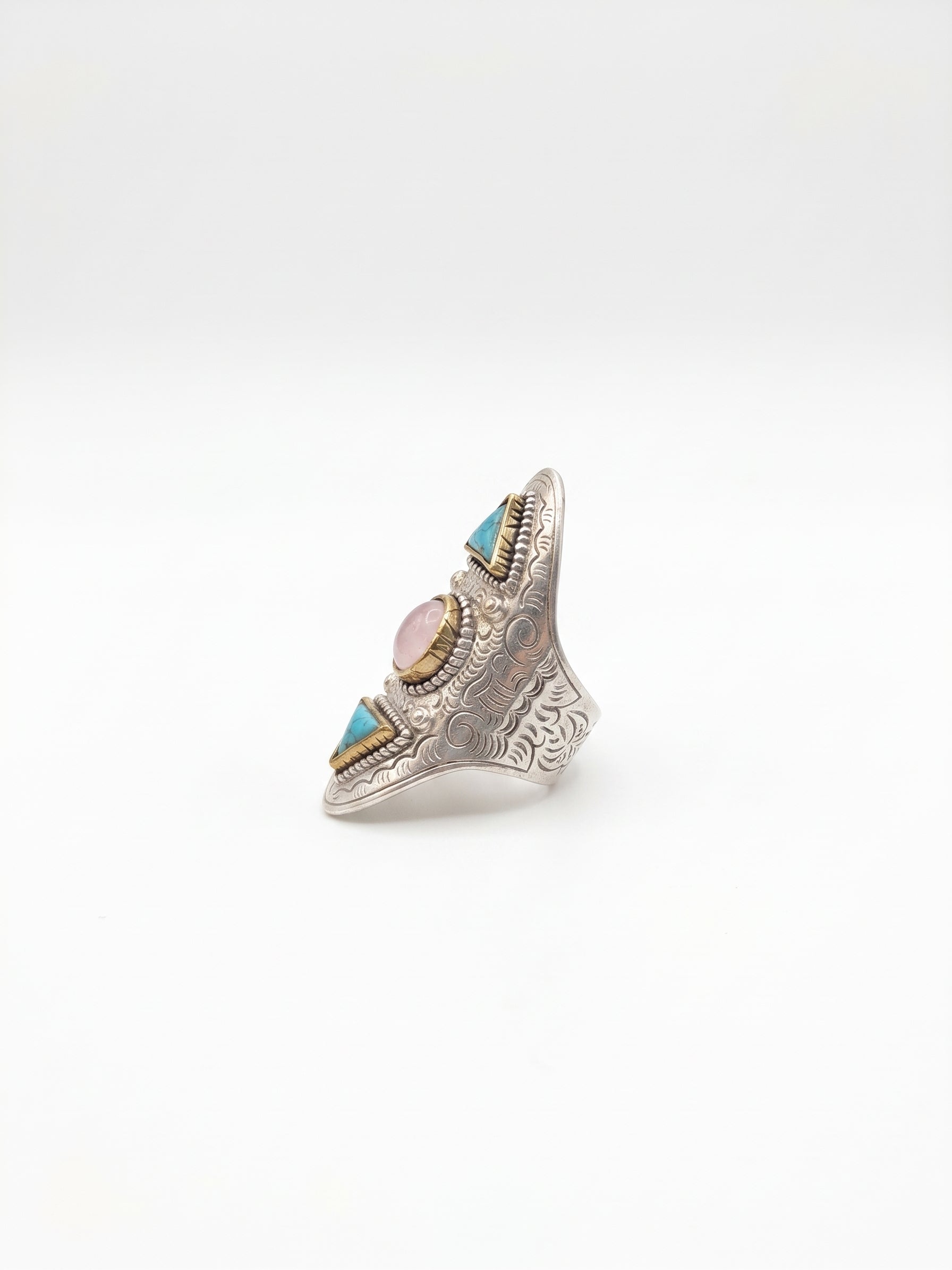 Bague kunzite et turquoise