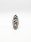 Bague coquille porcelaine et turquoise