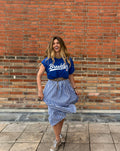 Robe upcyclée Brooklyn bleu et vichy