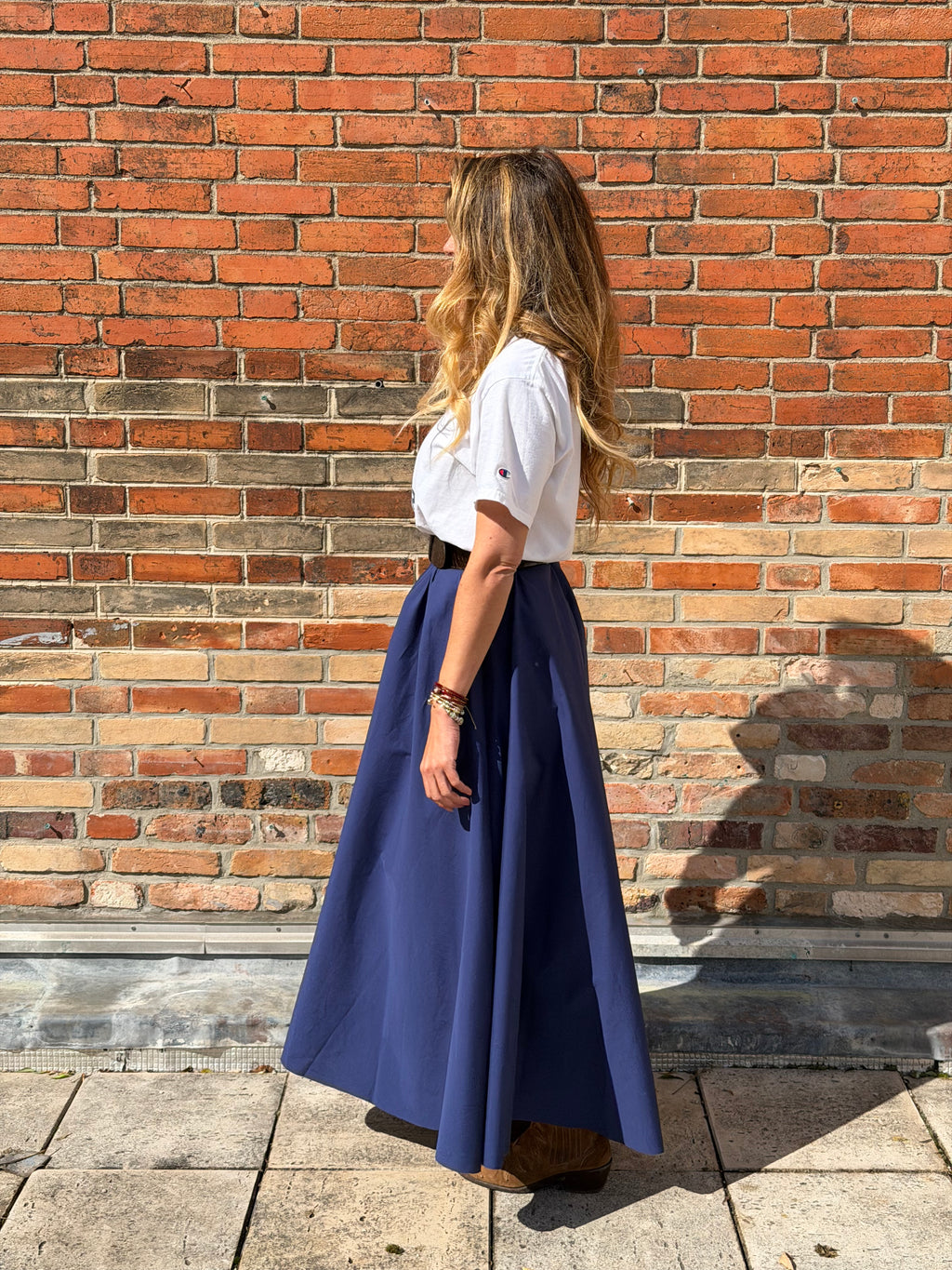 Robe upcyclée USA blanche et marine