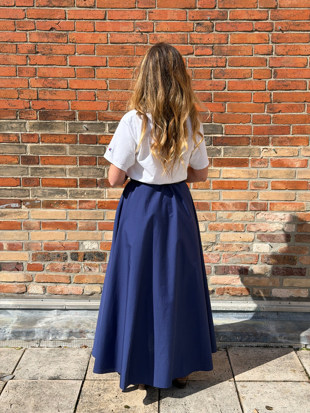 Robe upcyclée USA blanche et marine