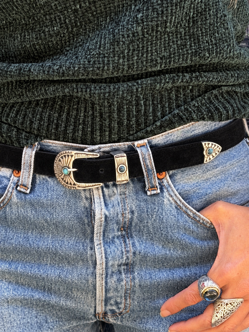 Ceinture en cuir noir
