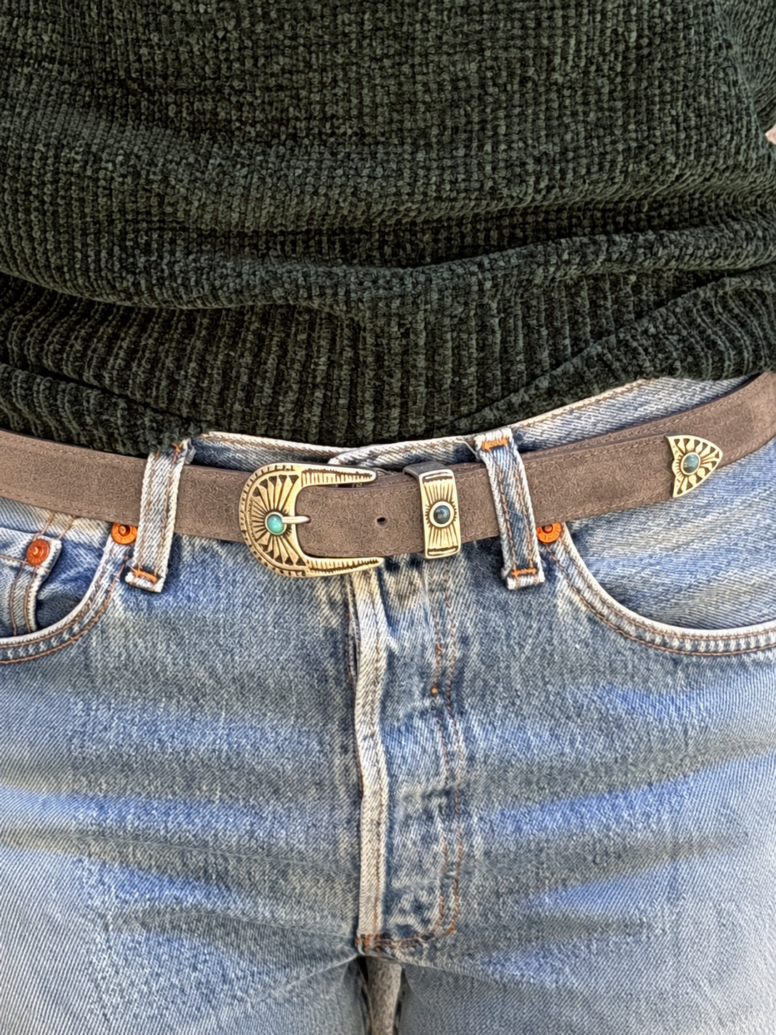 Ceinture en cuir taupe