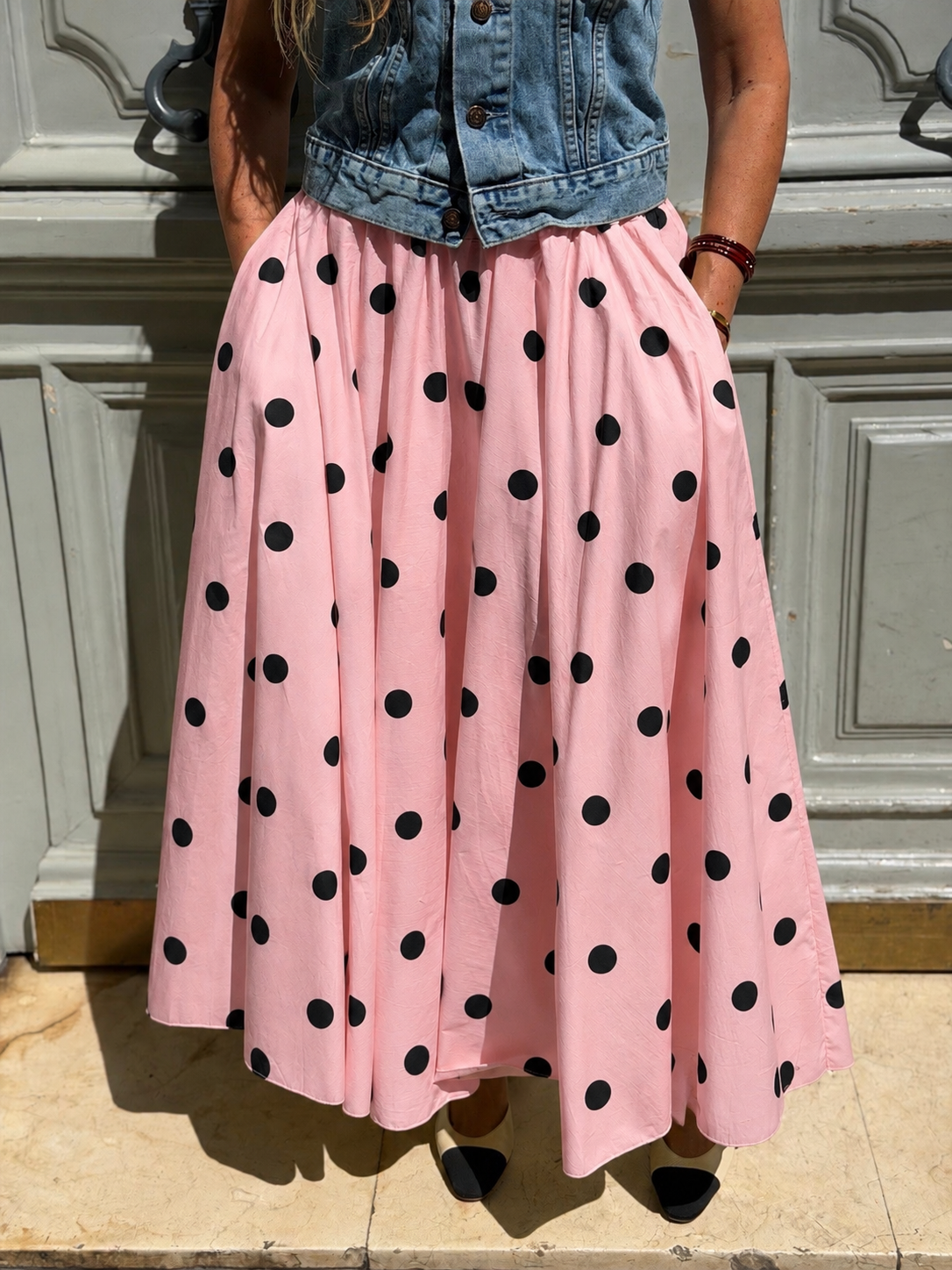 Jupe rose à pois