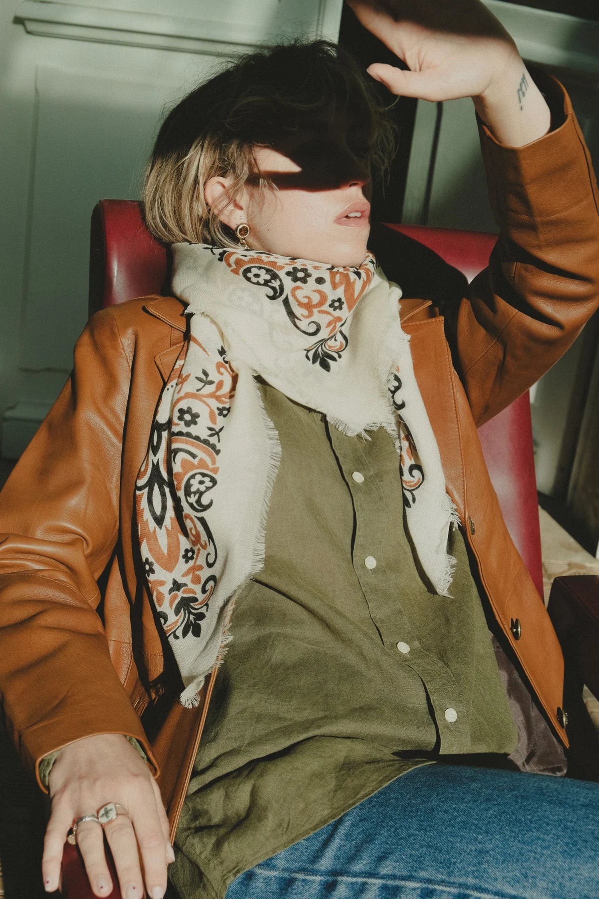 Foulard Beige Maison Lecomte Flament