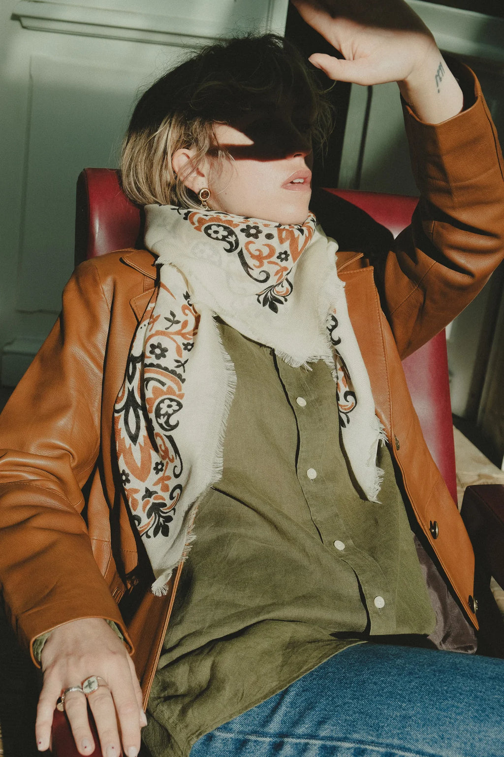 Foulard Beige Maison Lecomte Flament
