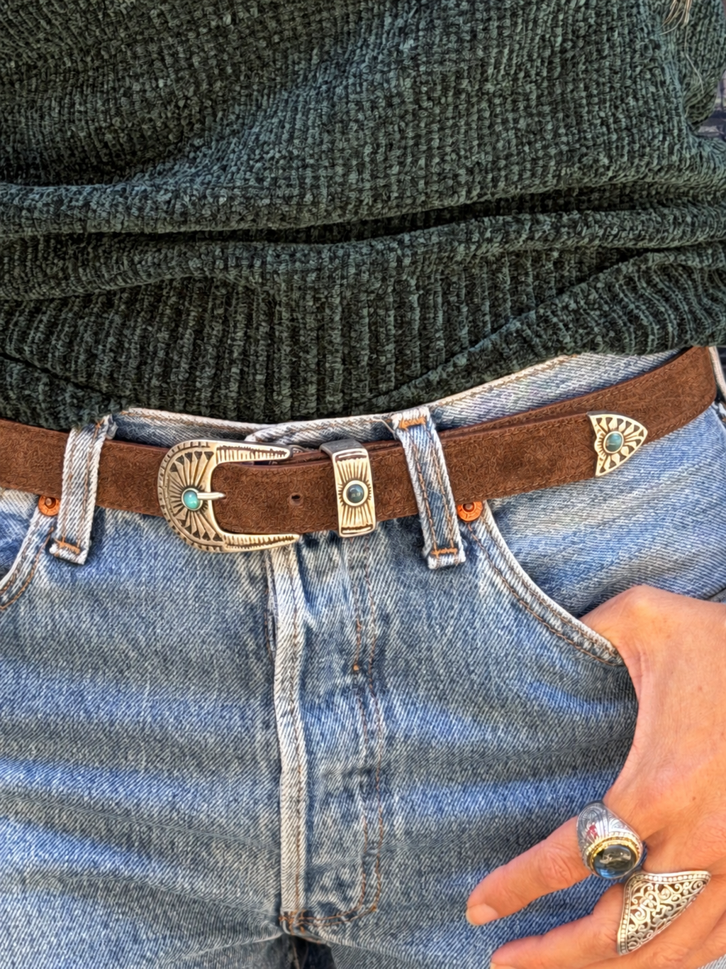 Ceinture en cuir brun