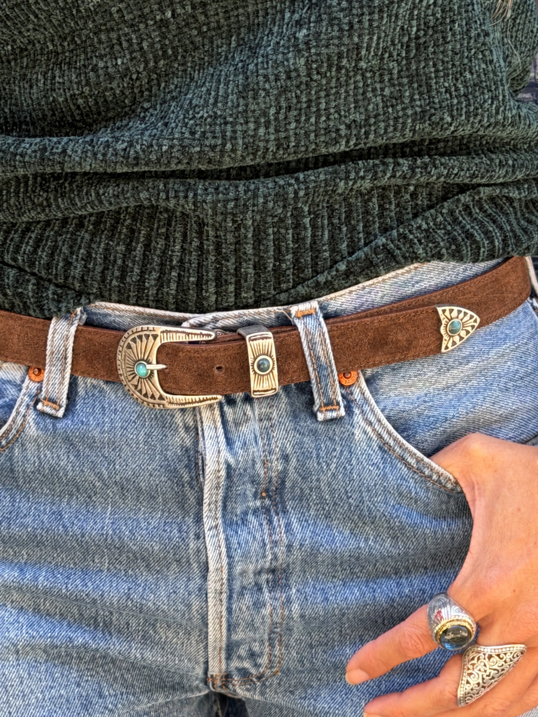 Ceinture en cuir brun