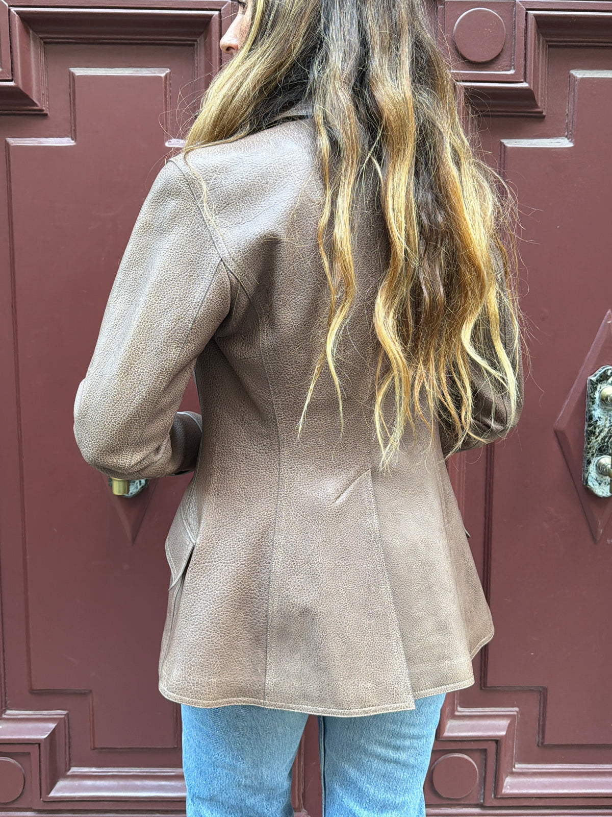 Veste en cuir grainé Hermes