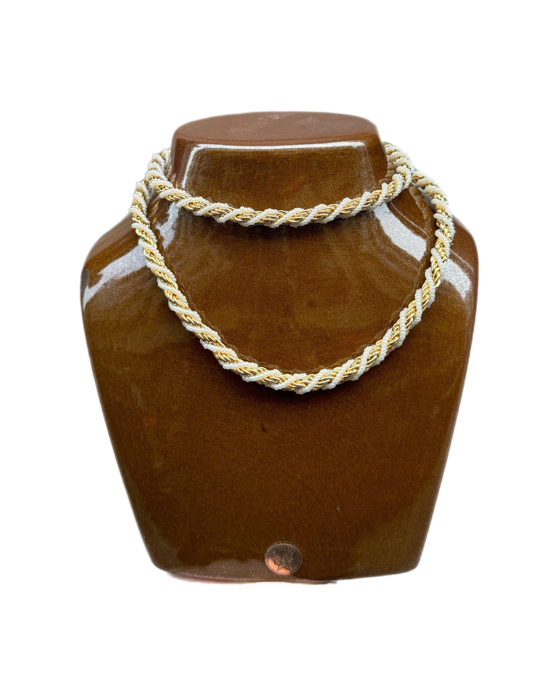 Collier Ras Du Cou Vintage Doré MONET - Longueur 41 Cm, Métal Doré Et émail Noir, Occasion