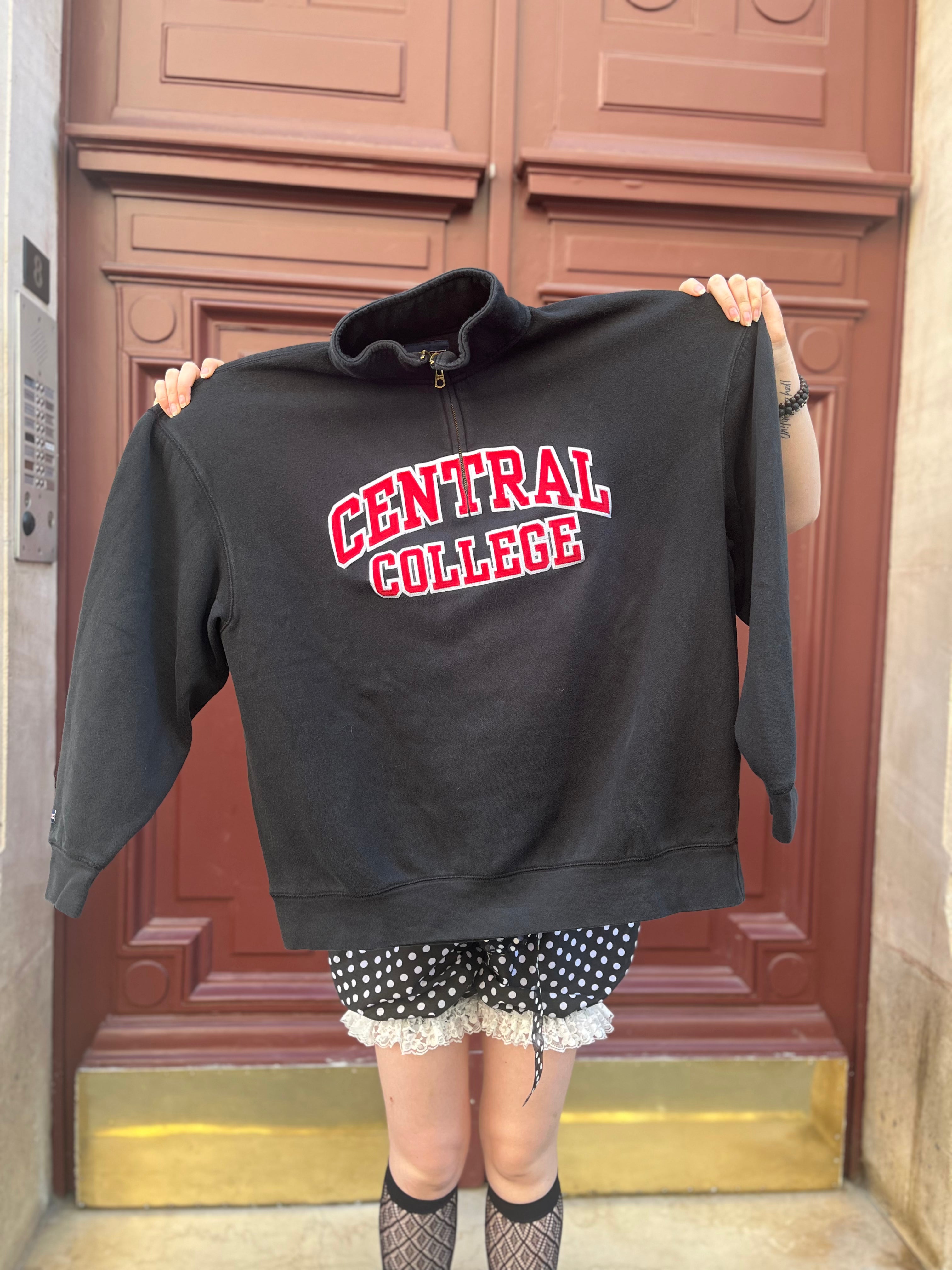 Sweat zippé noir université