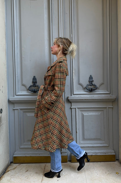 Manteau pied-de-coq 70's