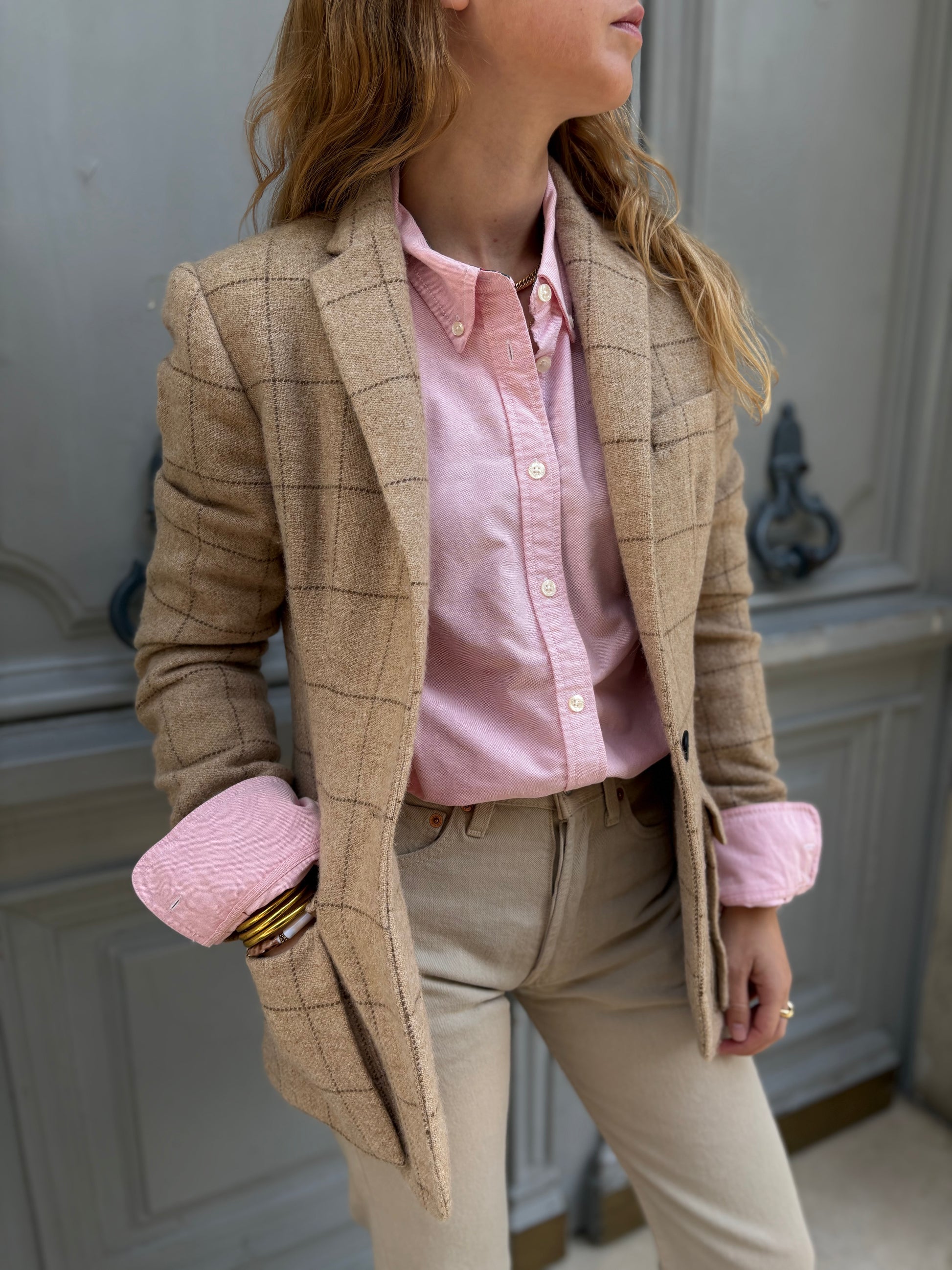 Blazer Ralph Lauren à carreaux beige