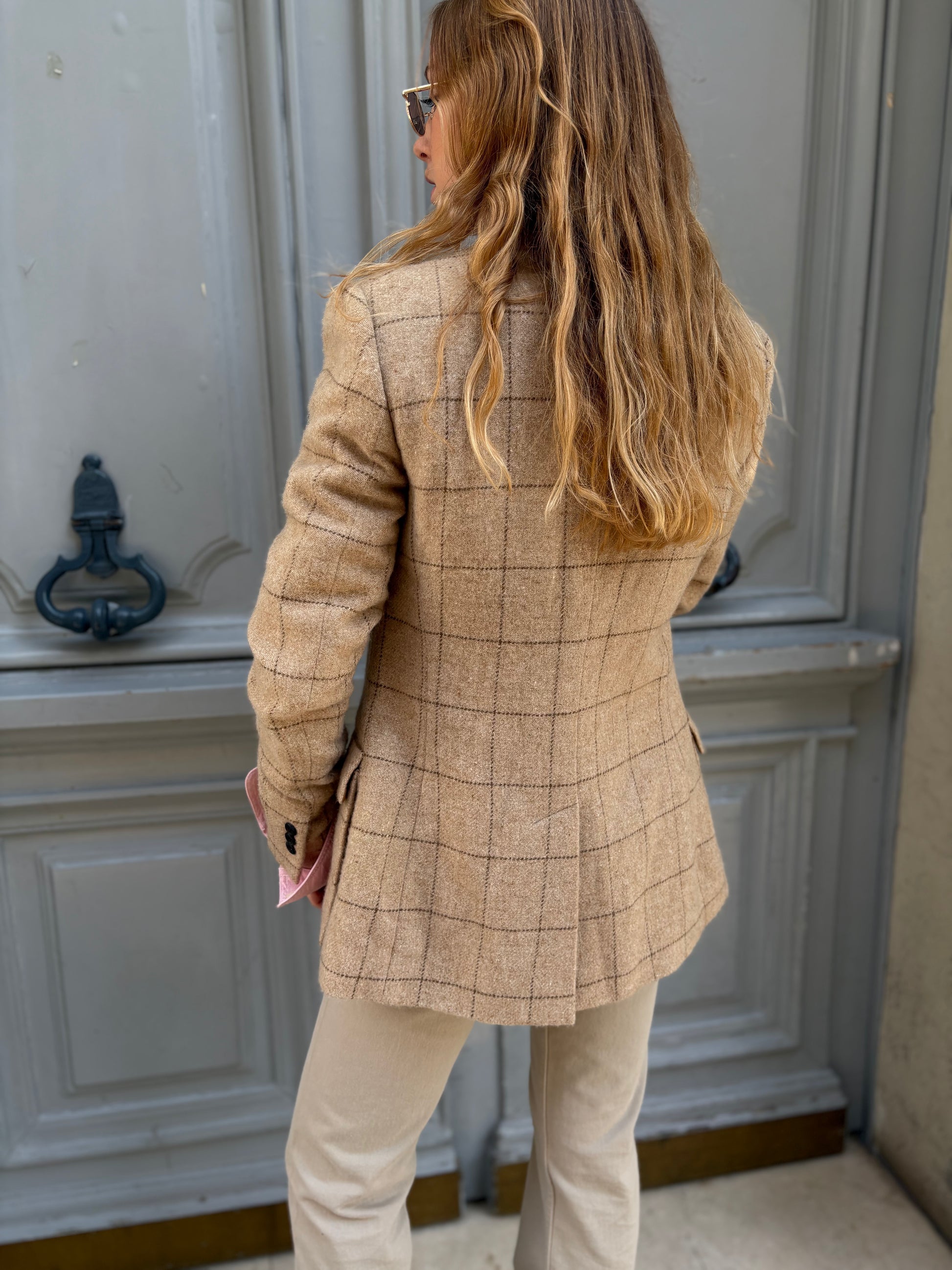 Blazer Ralph Lauren à carreaux beige