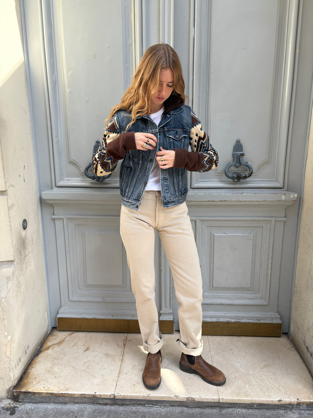 Veste Ralph Lauren  en jean et manches imprimées