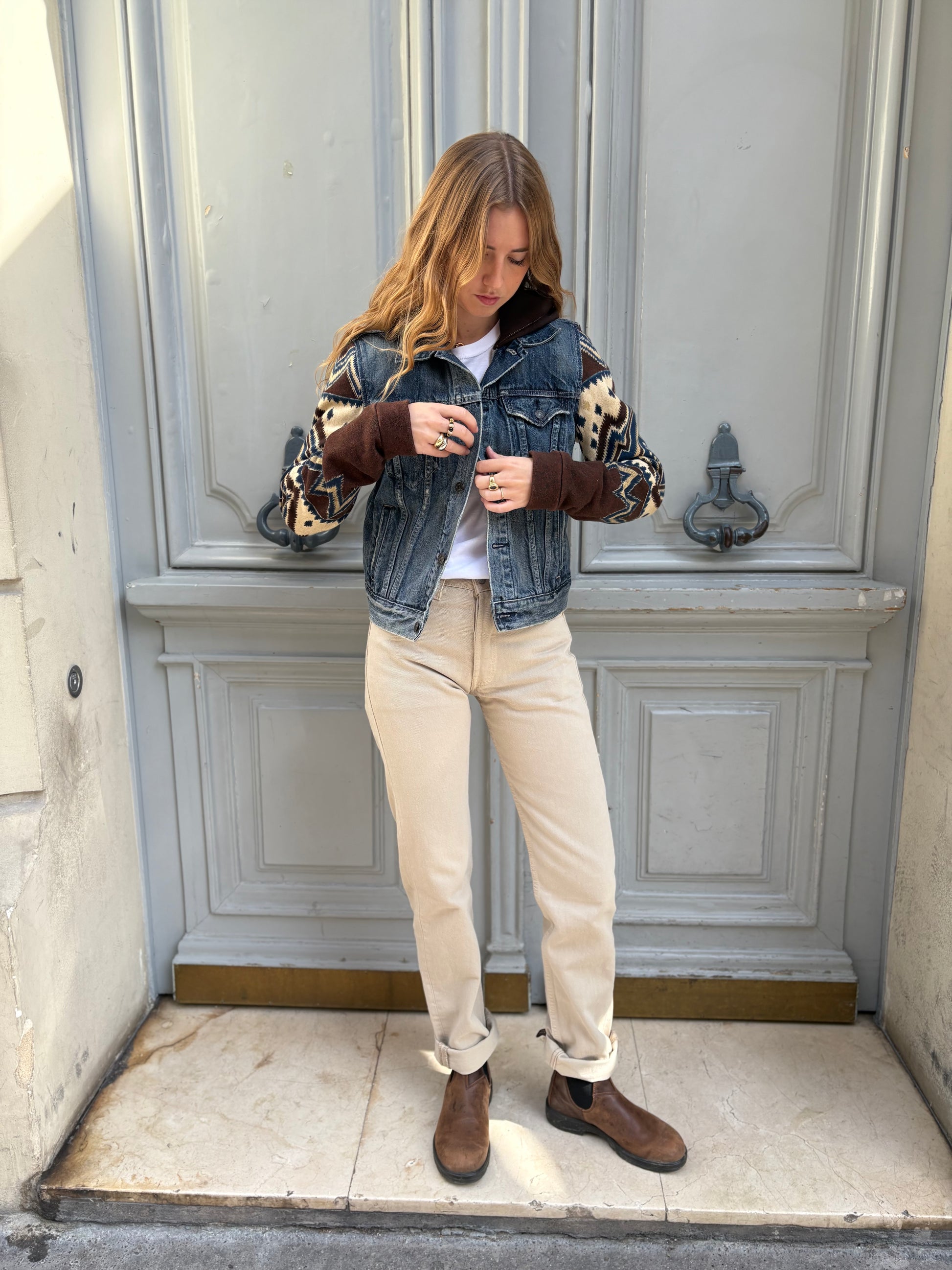 Veste Ralph Lauren  en jean et manches imprimées
