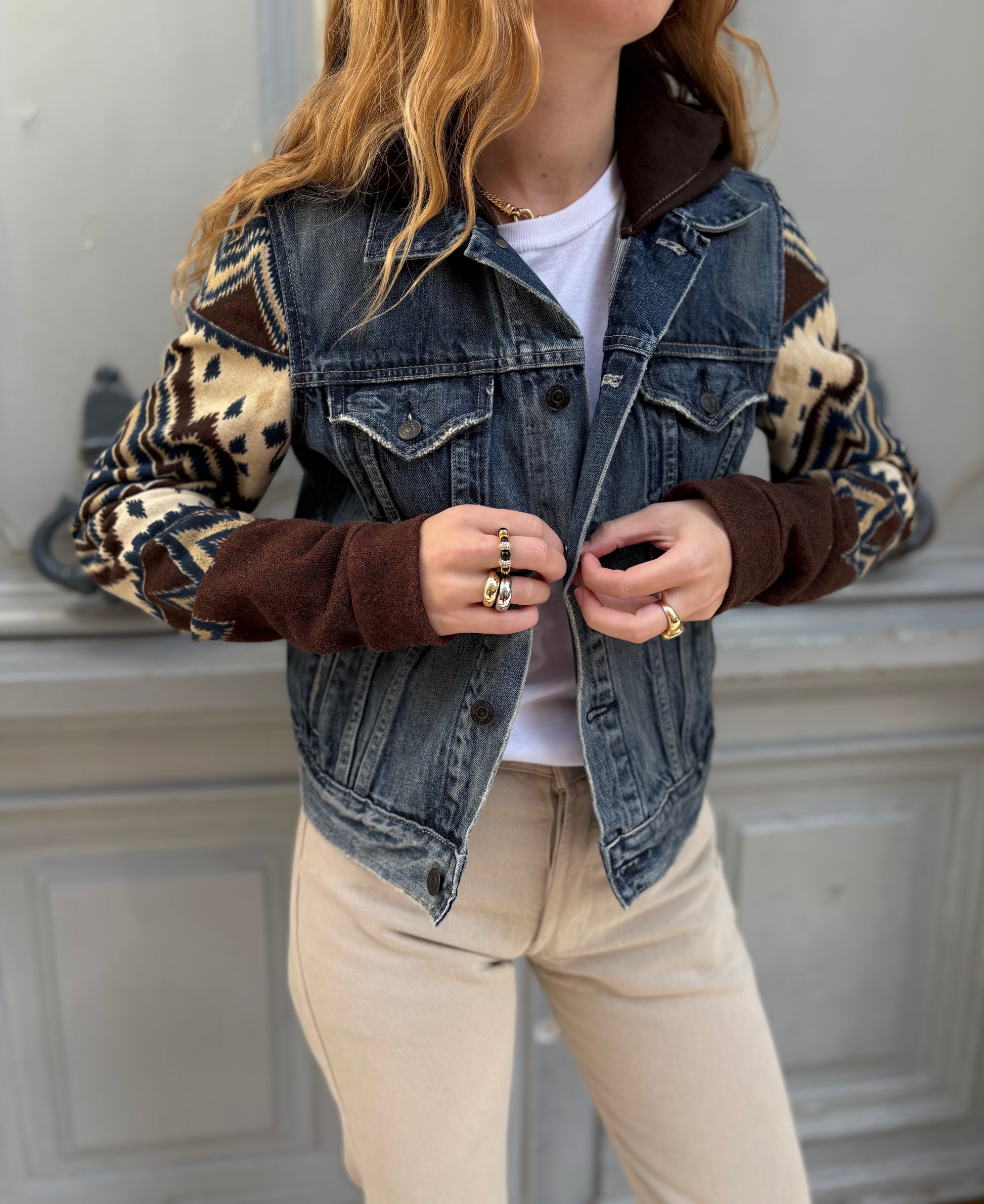 Veste Ralph Lauren  en jean et manches imprimées