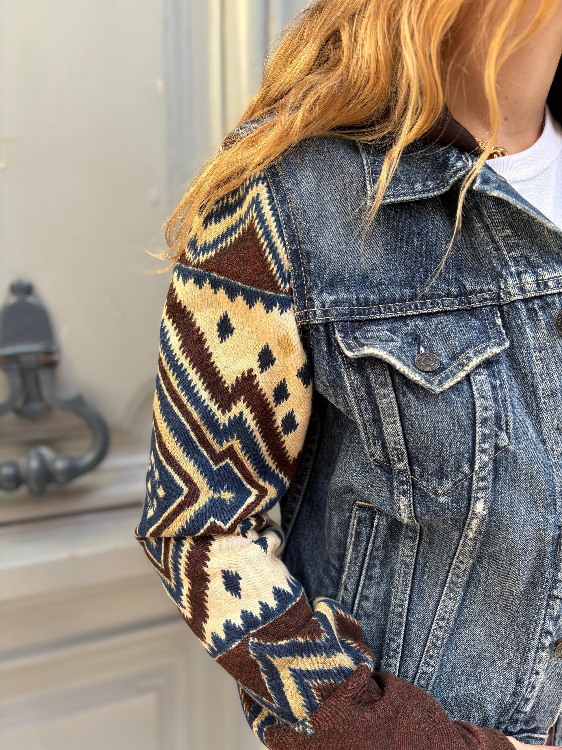 Veste Ralph Lauren  en jean et manches imprimées