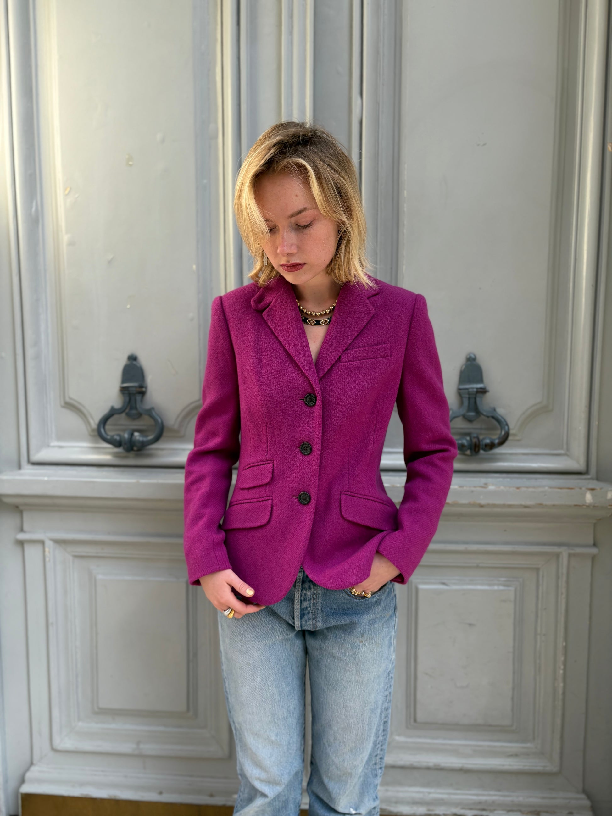 Blazer Ralph Lauren en laine fuchsia