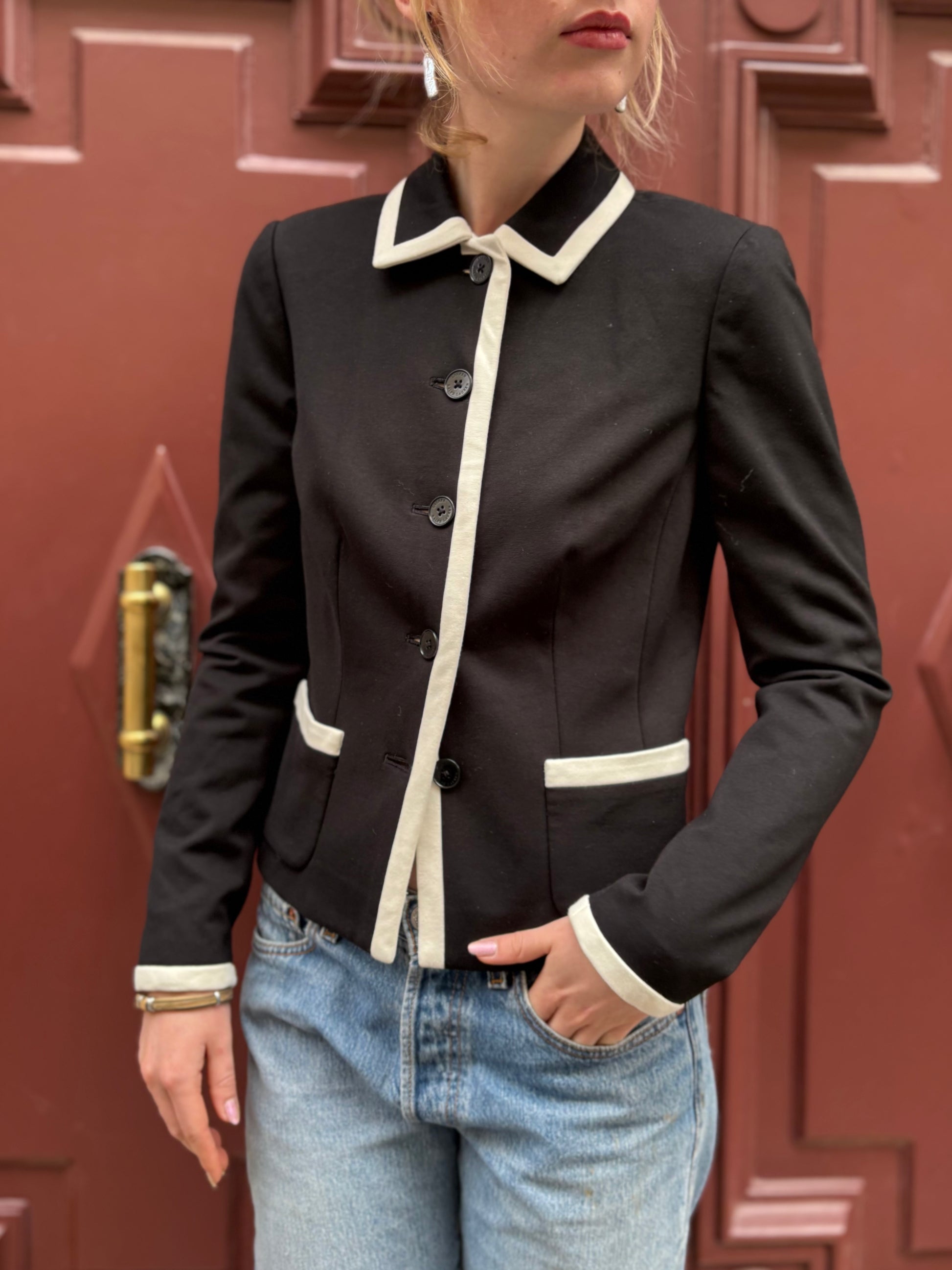 Blazer Ralph Lauren noir à liserés blancs