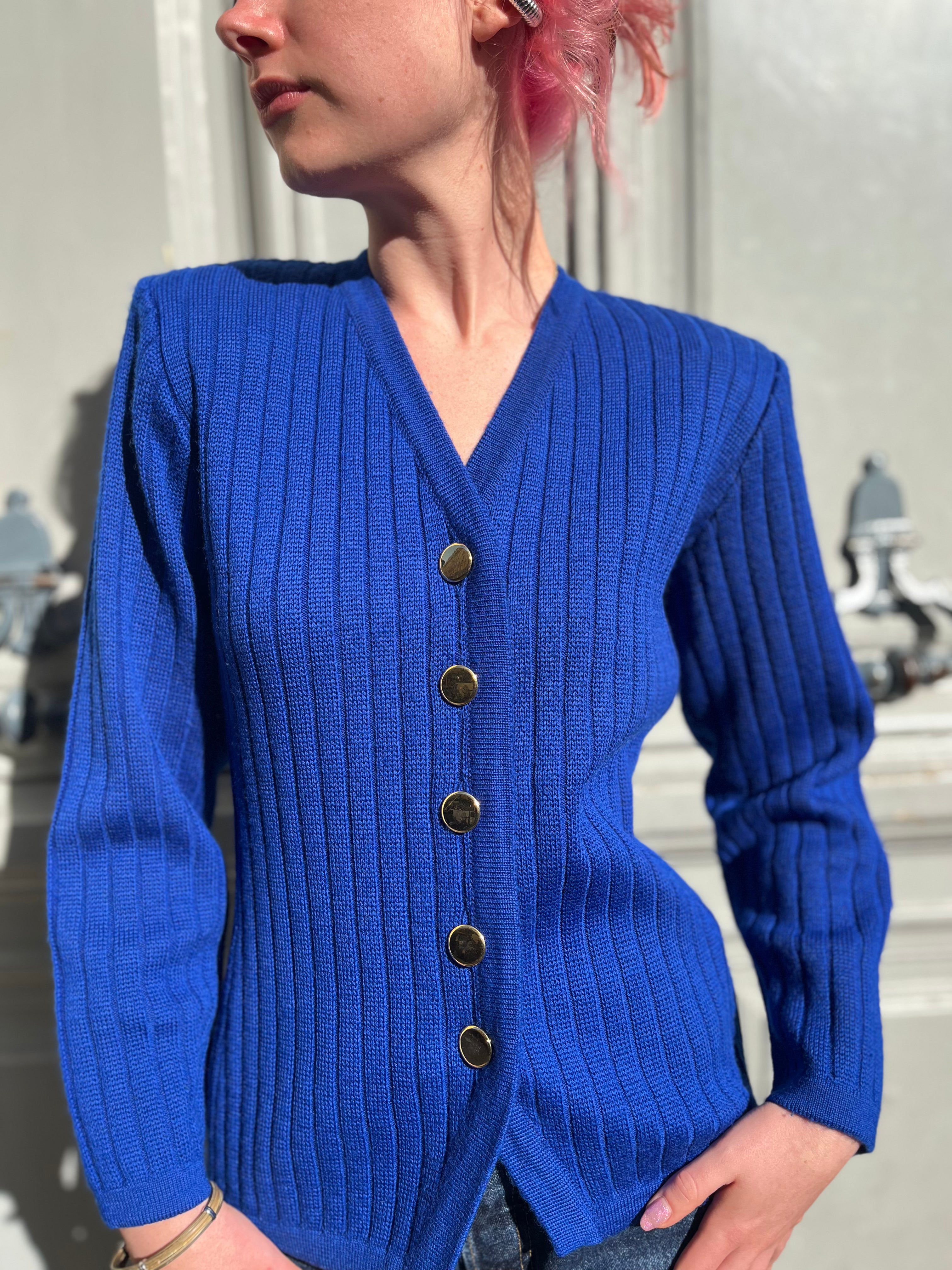 Cardigan bleu roi Ysl Rive Gauche