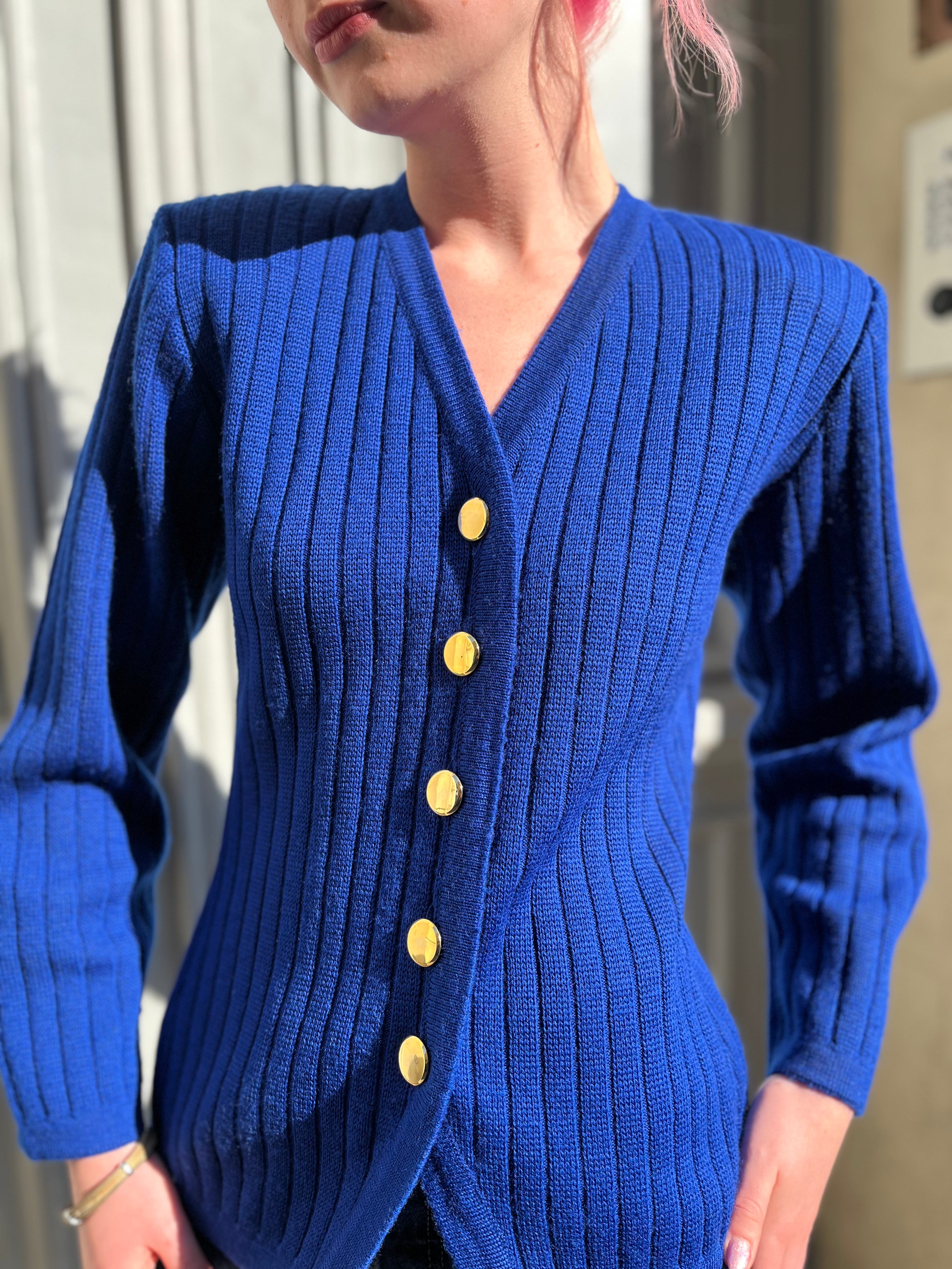 Cardigan bleu roi Ysl Rive Gauche