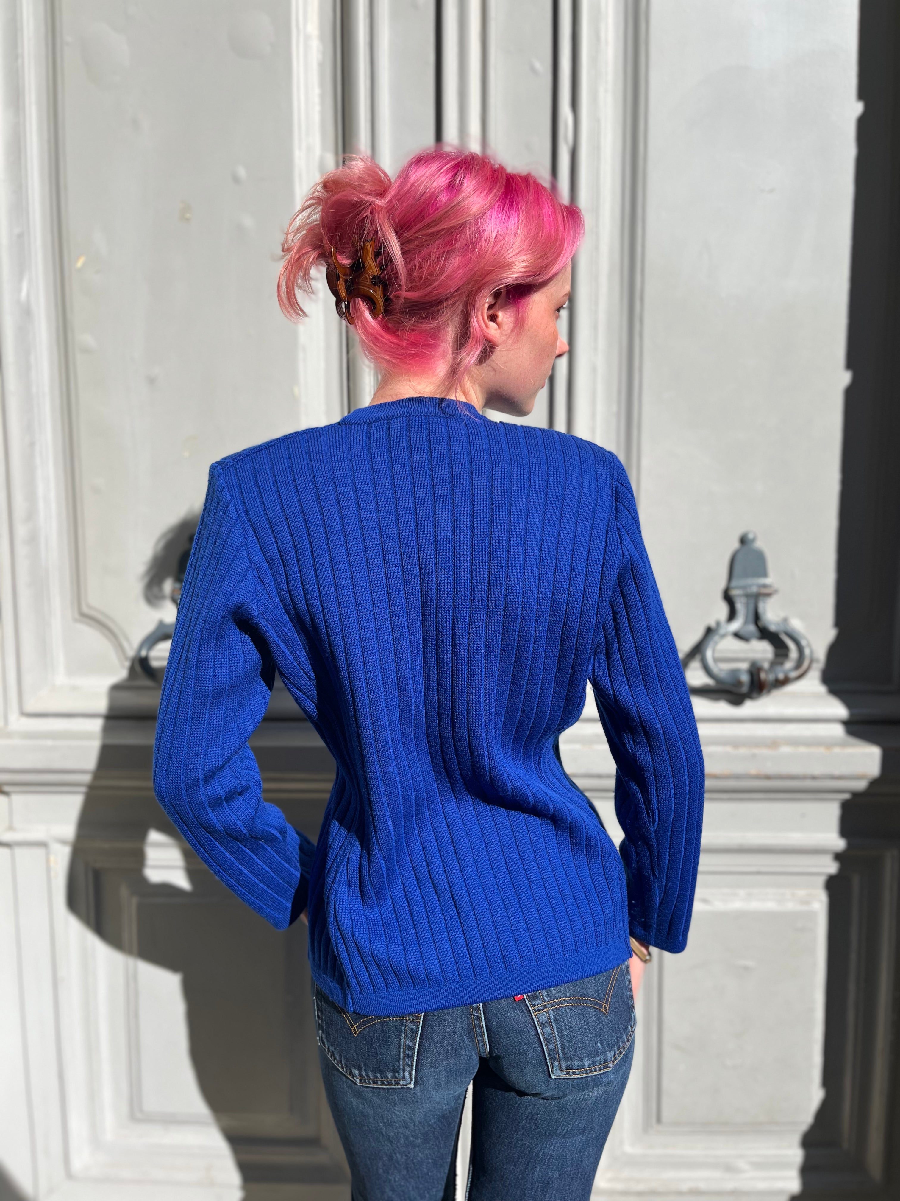 Cardigan bleu roi Ysl Rive Gauche