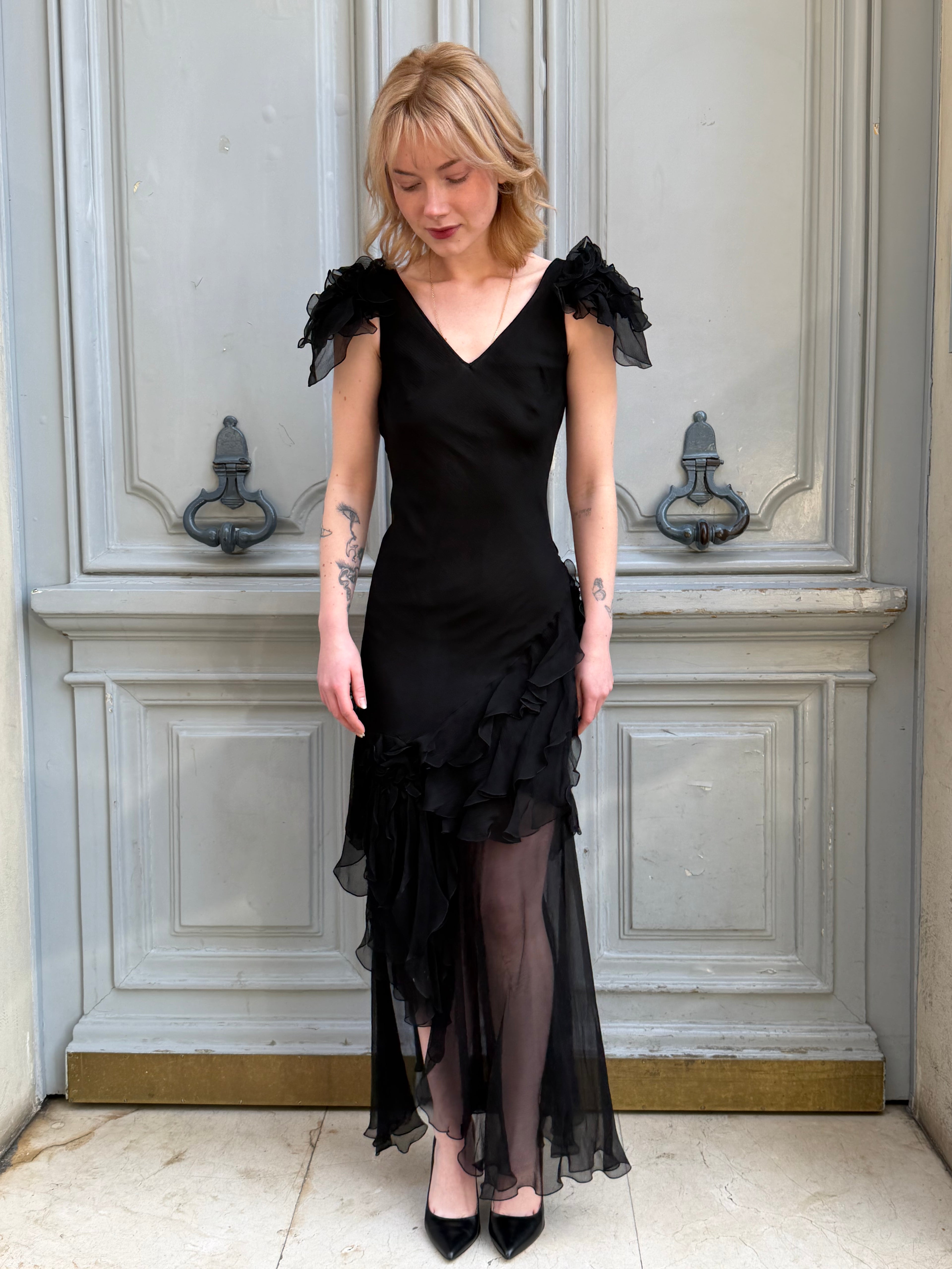 Robe John Galliano en soie noire