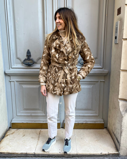 Manteau léopard beige