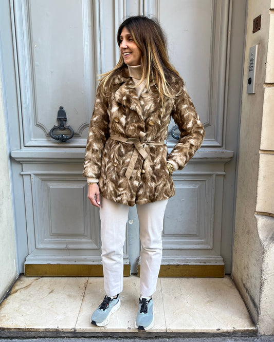 Manteau léopard beige