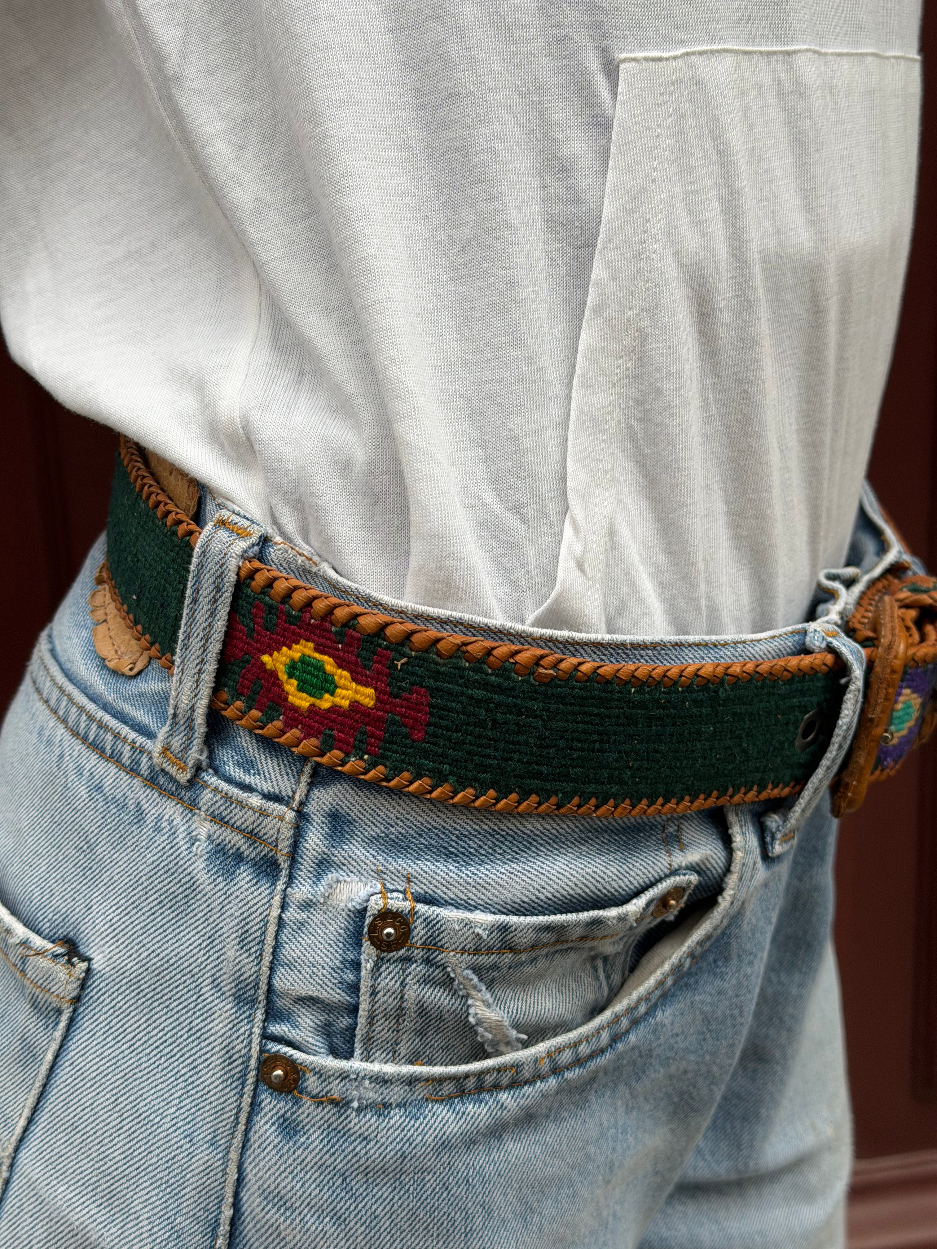 Ceinture colombienne artisanale vert sapin