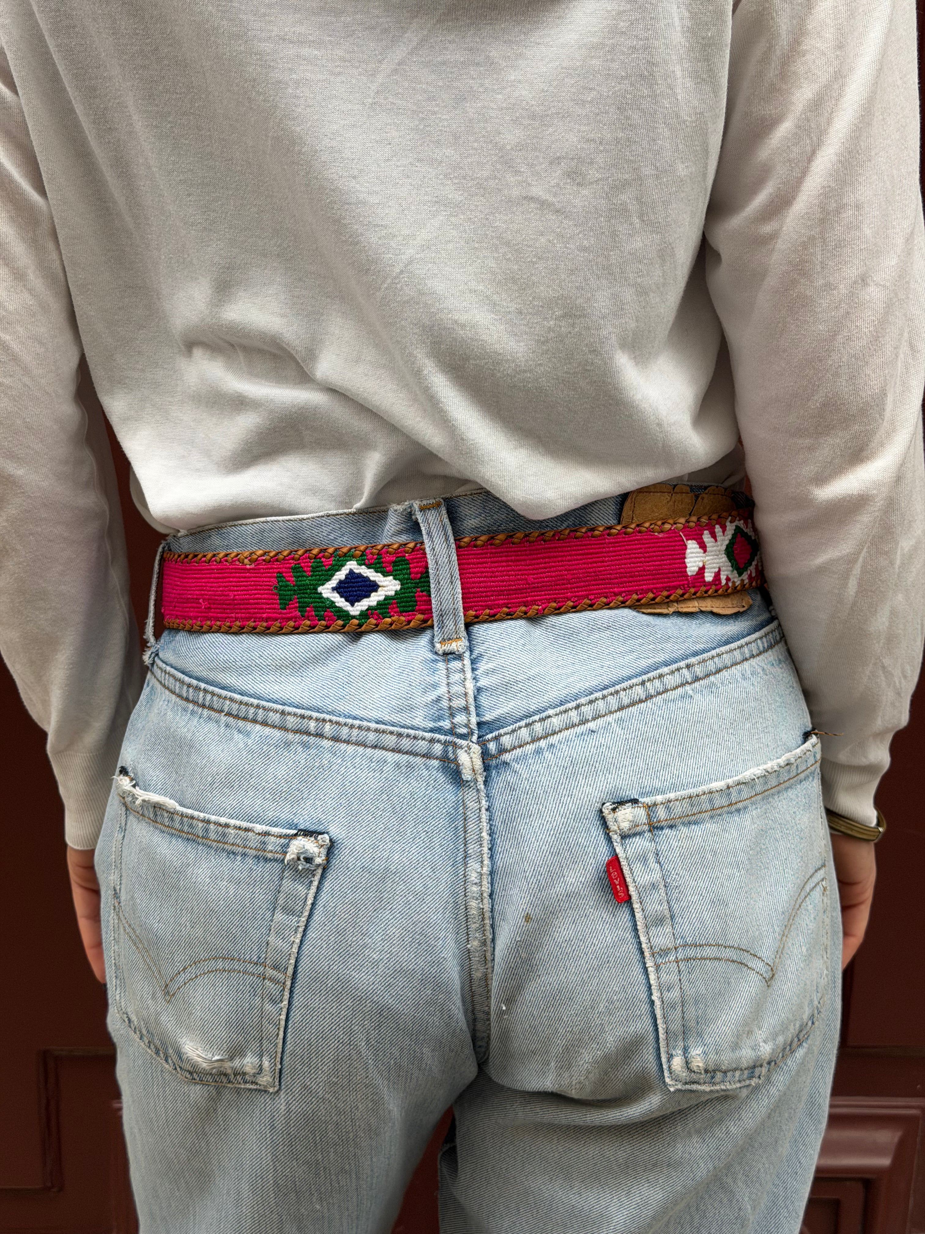 Ceinture colombienne artisanale rose fushia