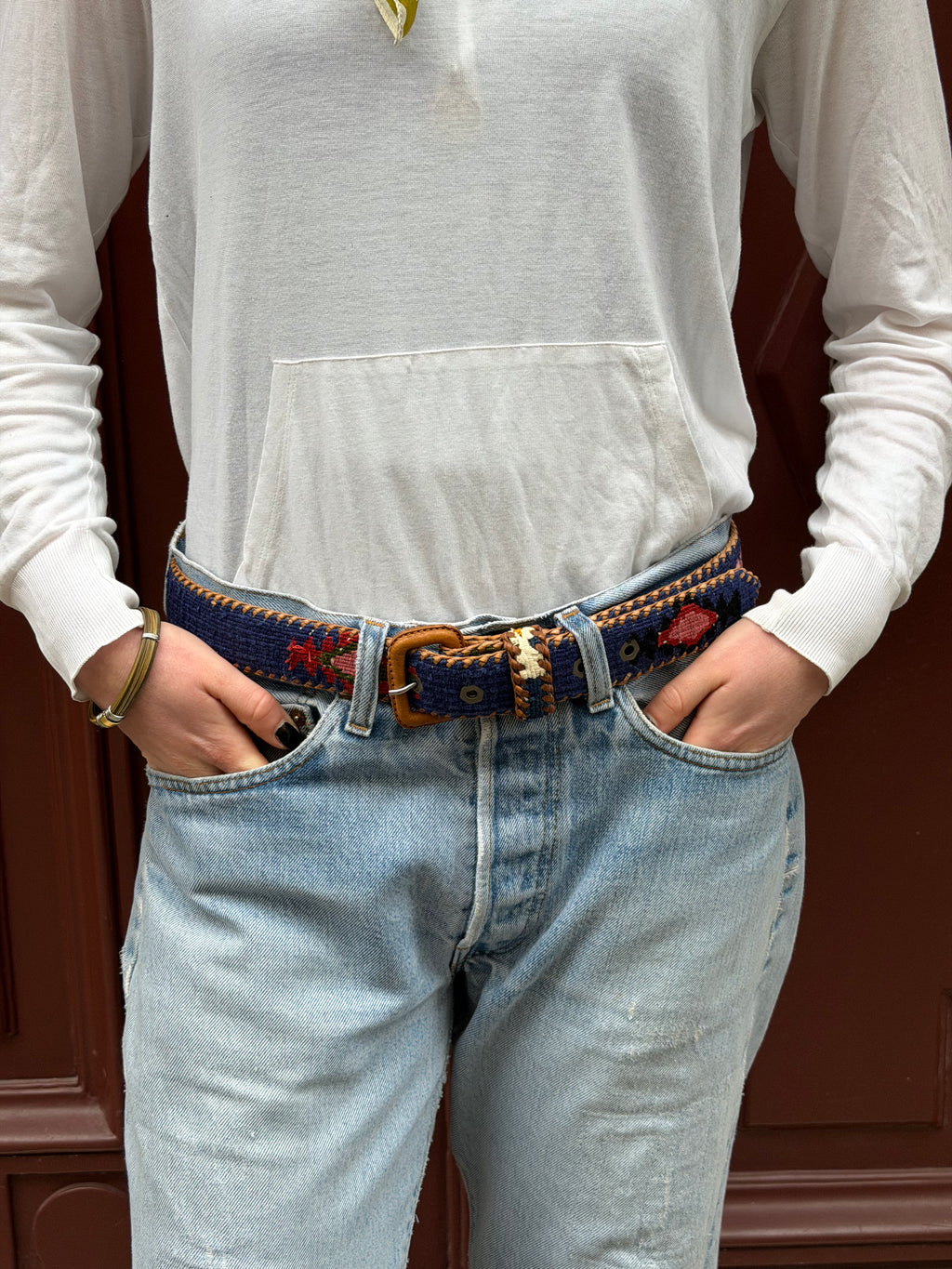 Ceinture colombienne artisanale bleu marine