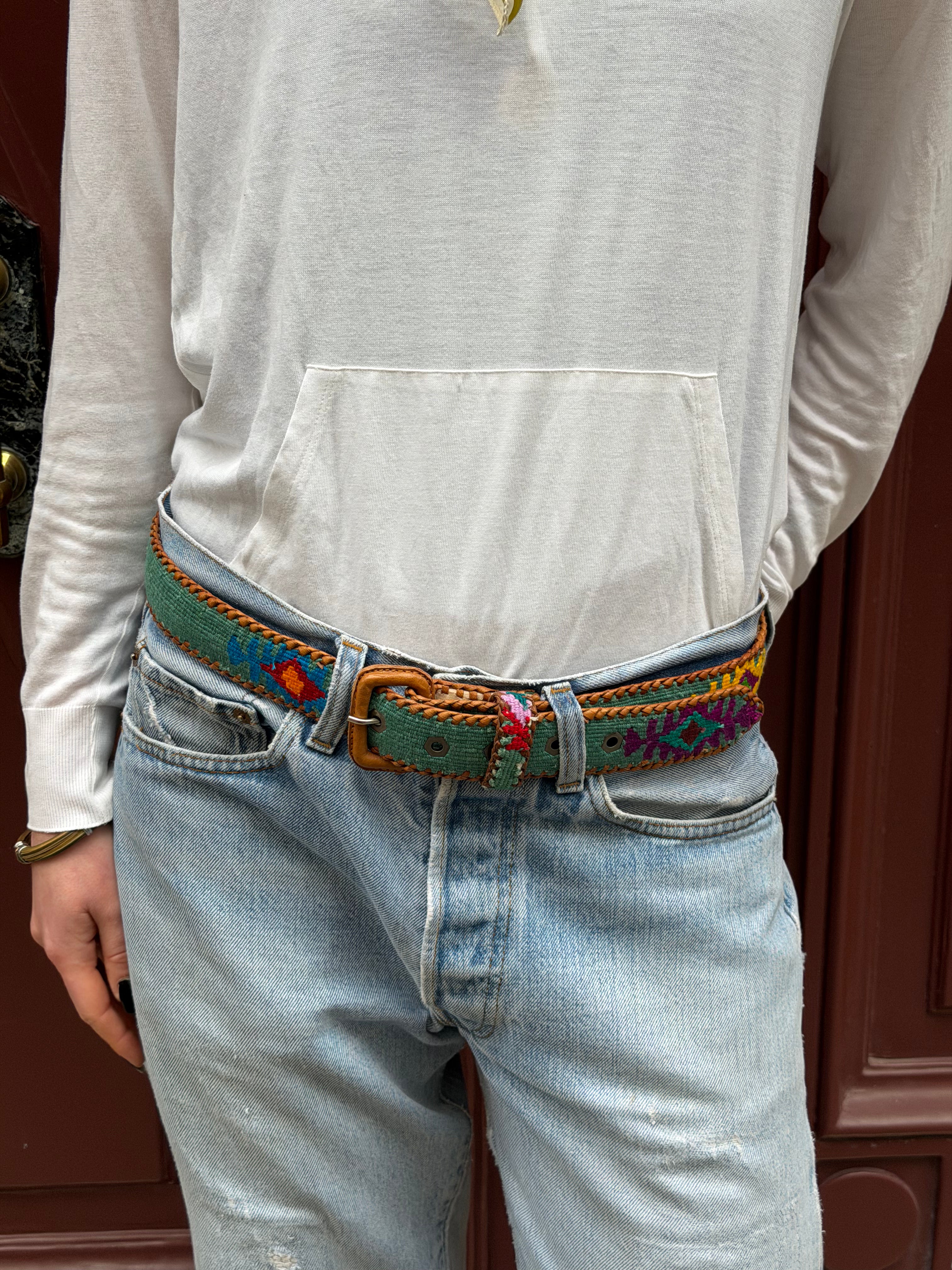 Ceinture colombienne artisanale turquoise