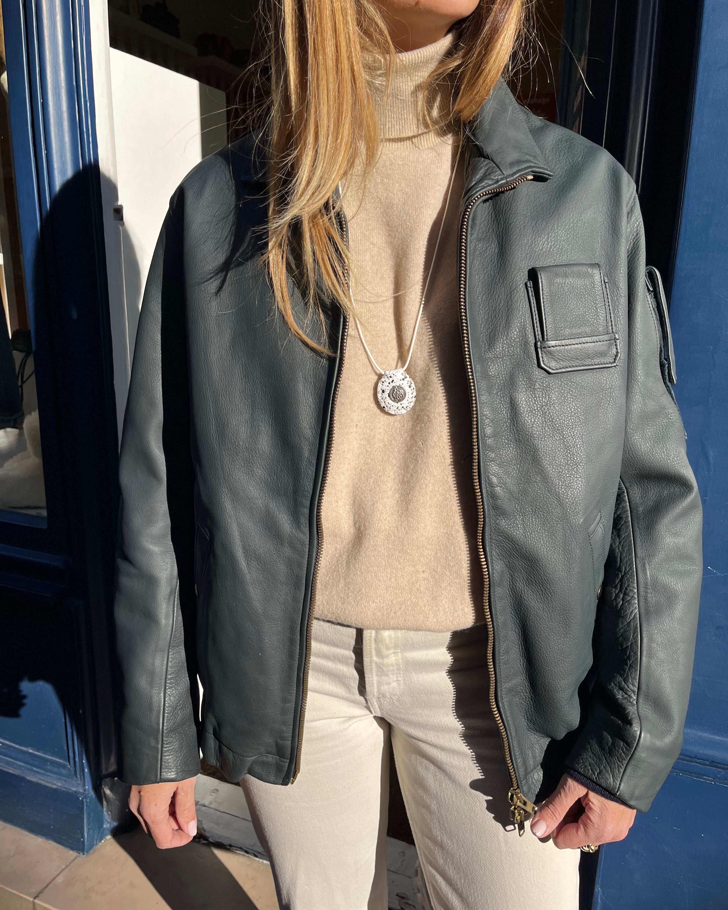 Veste pilote en cuir