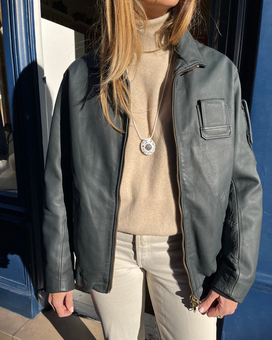 Veste pilote en cuir