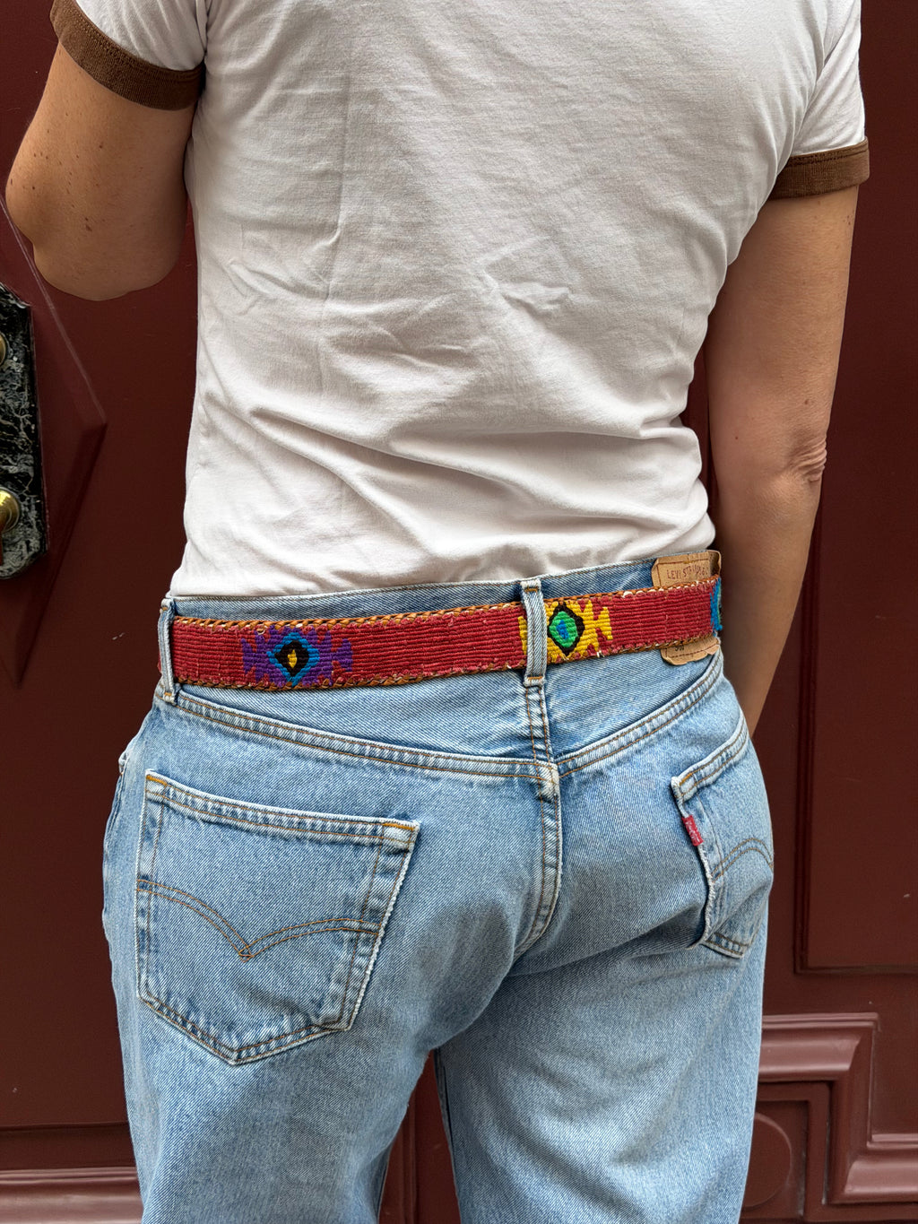 Ceinture colombienne artisanale bordeaux